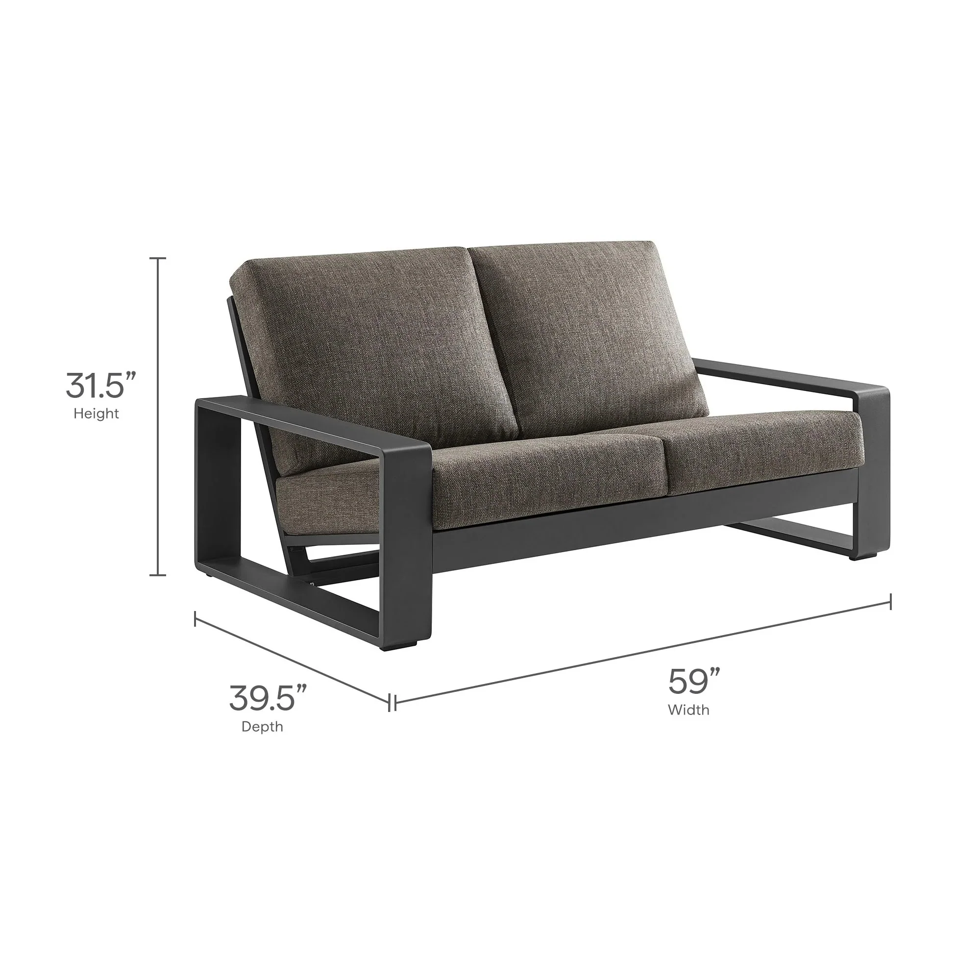 Lirienne Outdoor Patio Aluminum Loveseat - Image 27