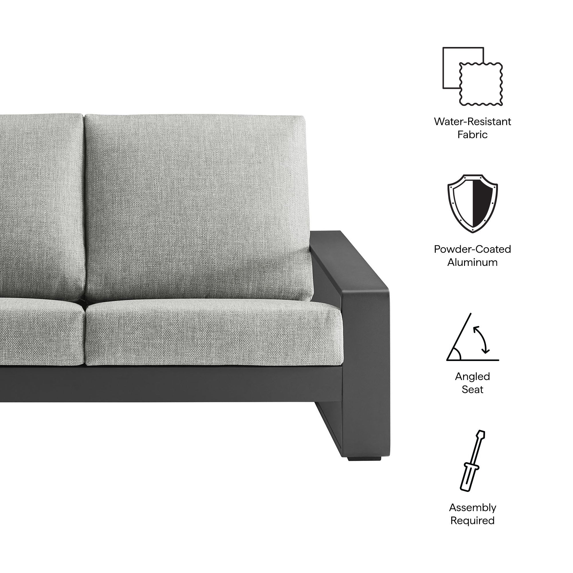 Lirienne Outdoor Patio Aluminum Loveseat - Image 8