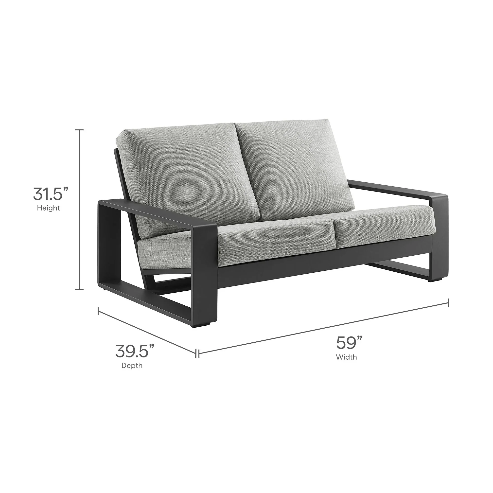 Lirienne Outdoor Patio Aluminum Loveseat - Image 9