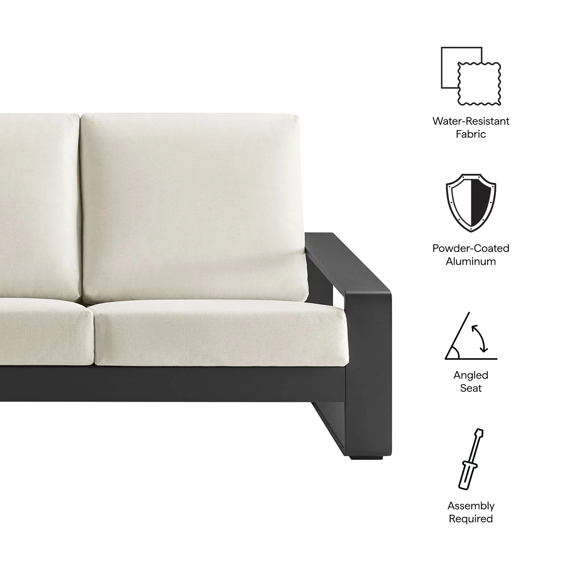 Lirienne Outdoor Patio Aluminum Sofa - Image 17