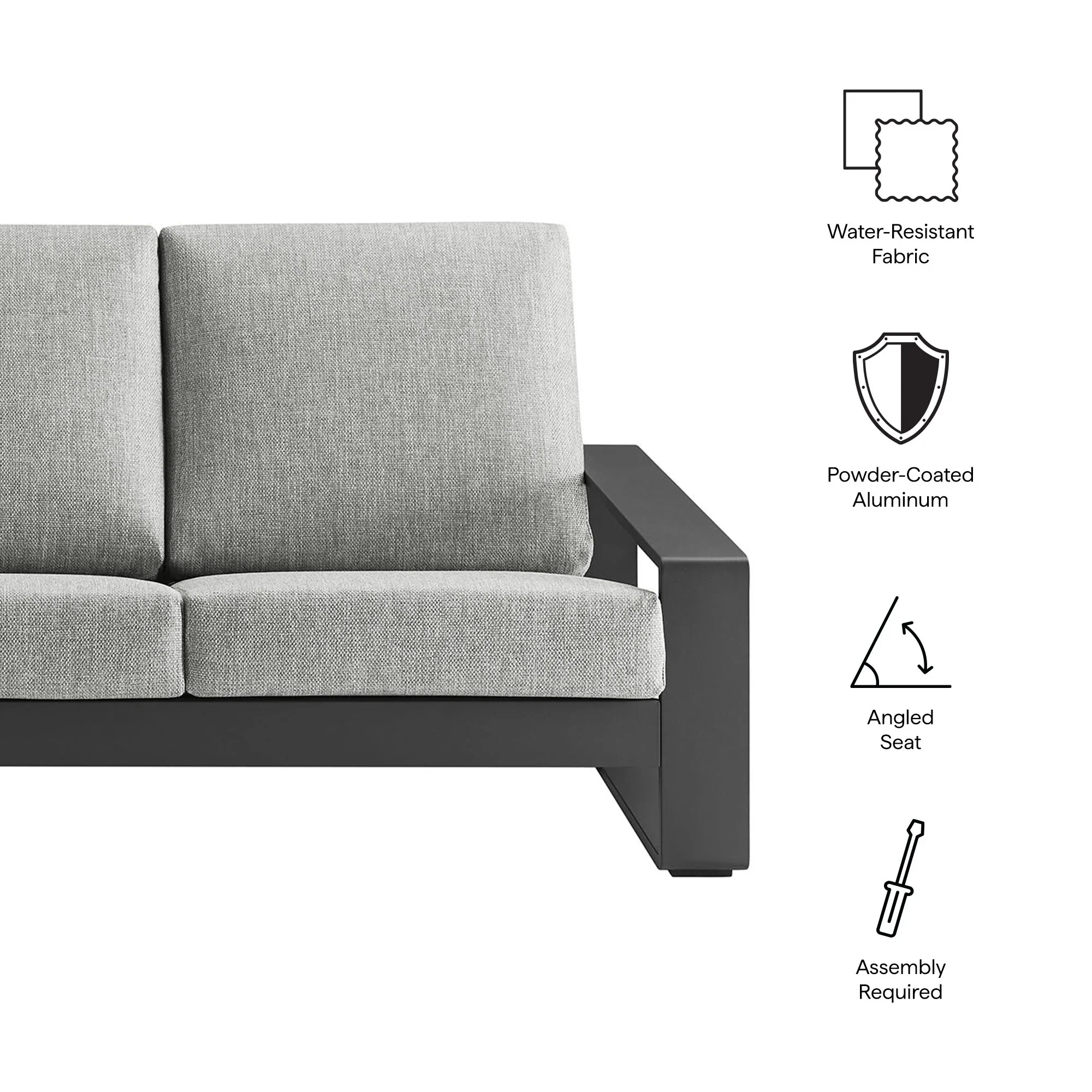 Lirienne Outdoor Patio Aluminum Sofa - Image 8