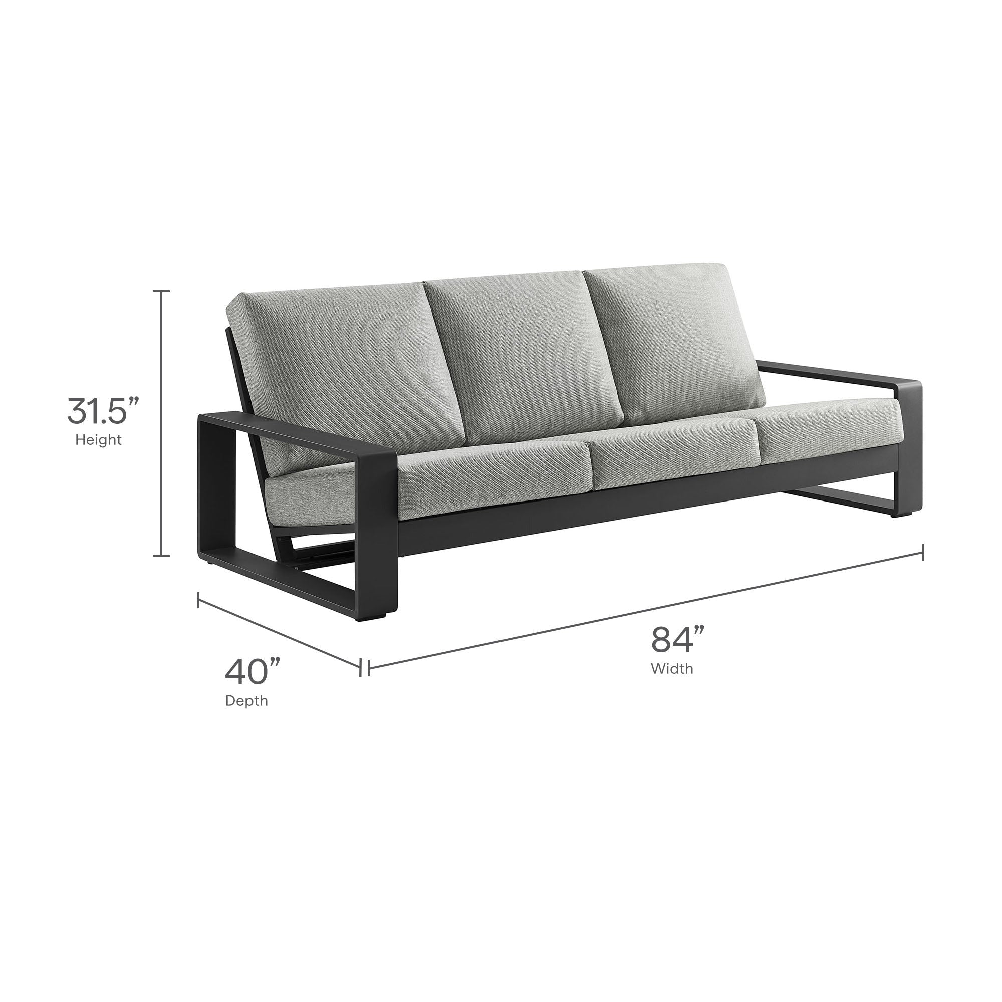 Lirienne Outdoor Patio Aluminum Sofa - Image 9