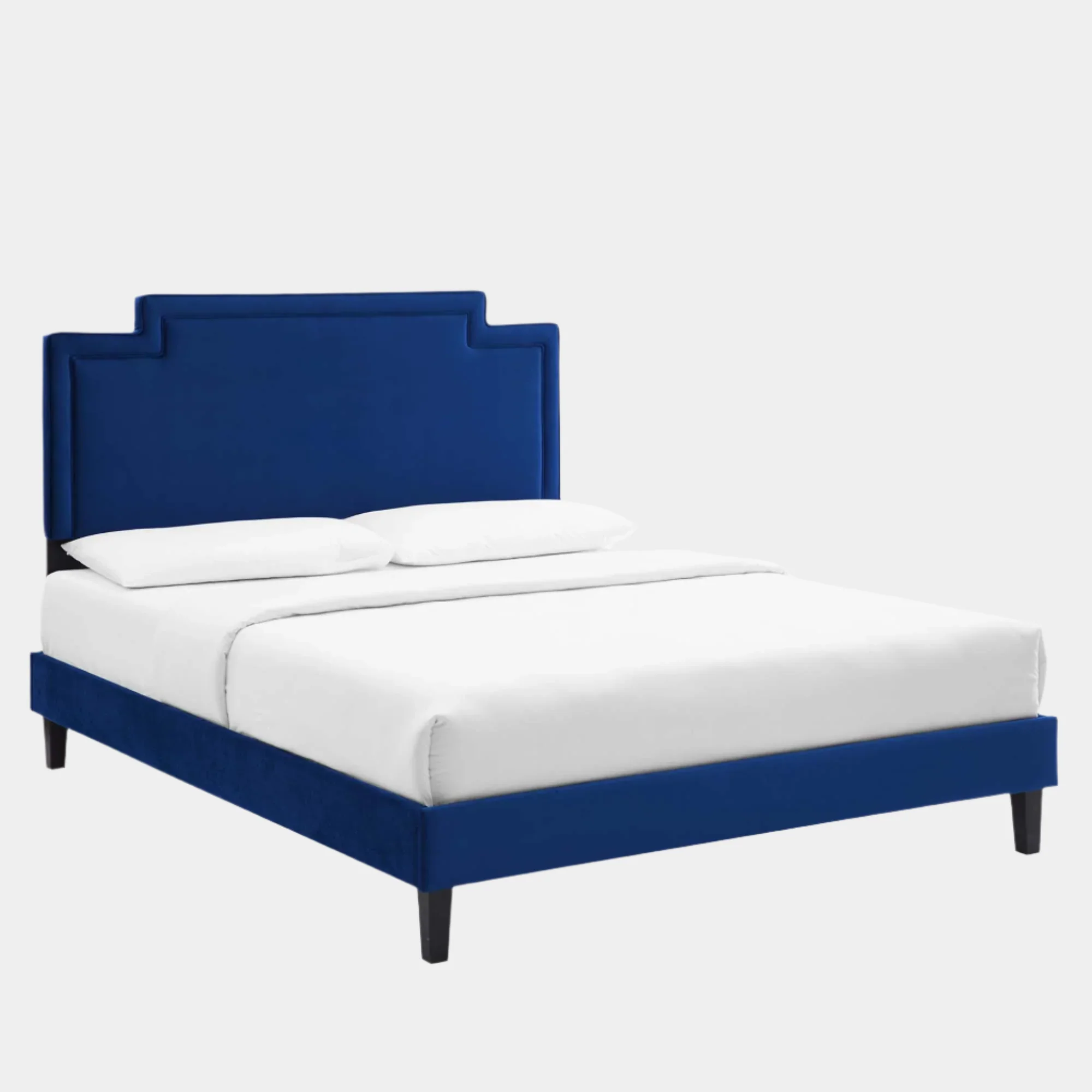 Liva Performance Velvet Bed With Black Wood Legs - Image 12