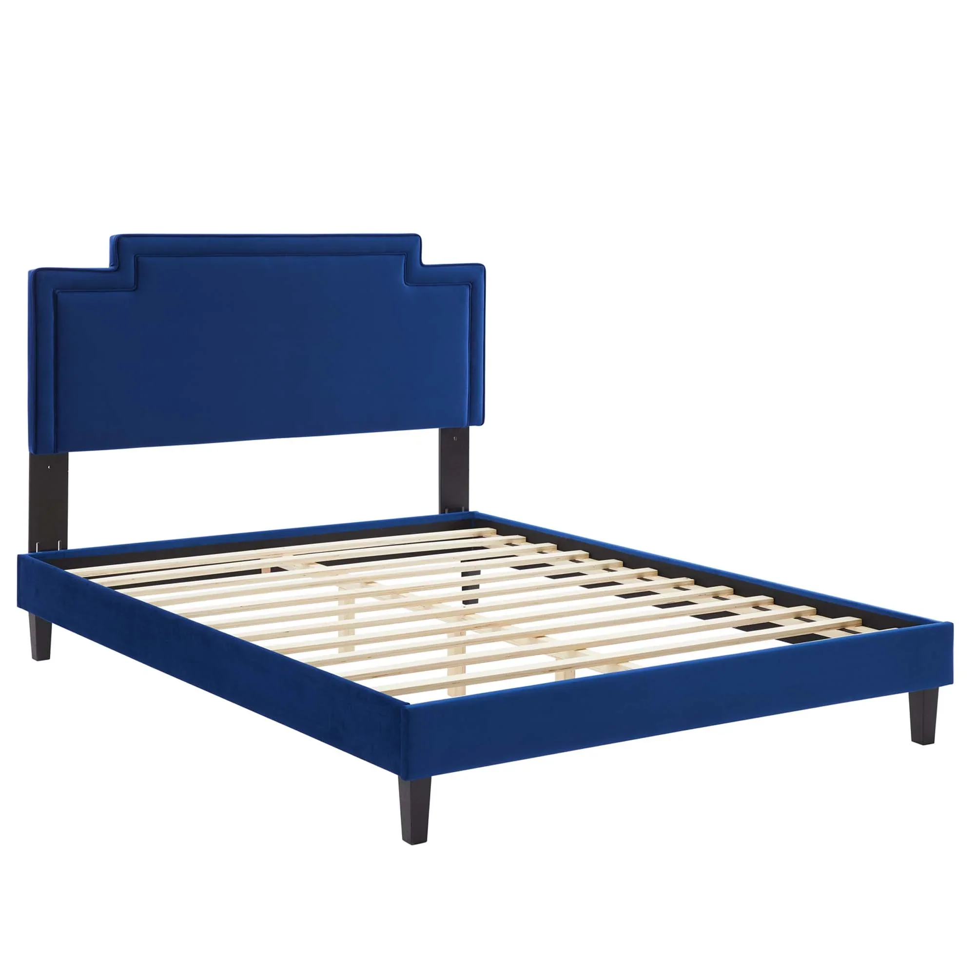 Liva Performance Velvet Bed With Black Wood Legs - Image 13