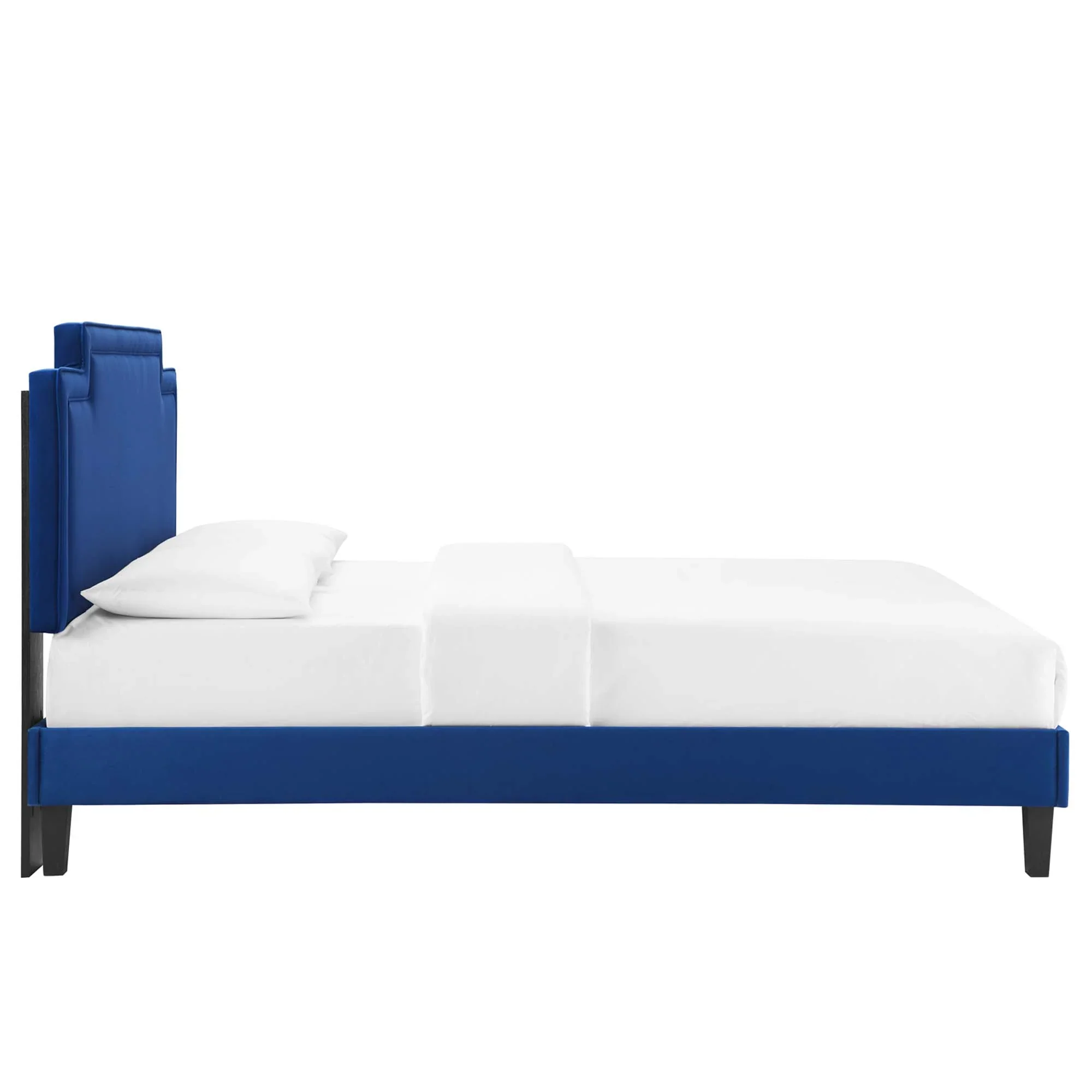 Liva Performance Velvet Bed With Black Wood Legs - Image 14