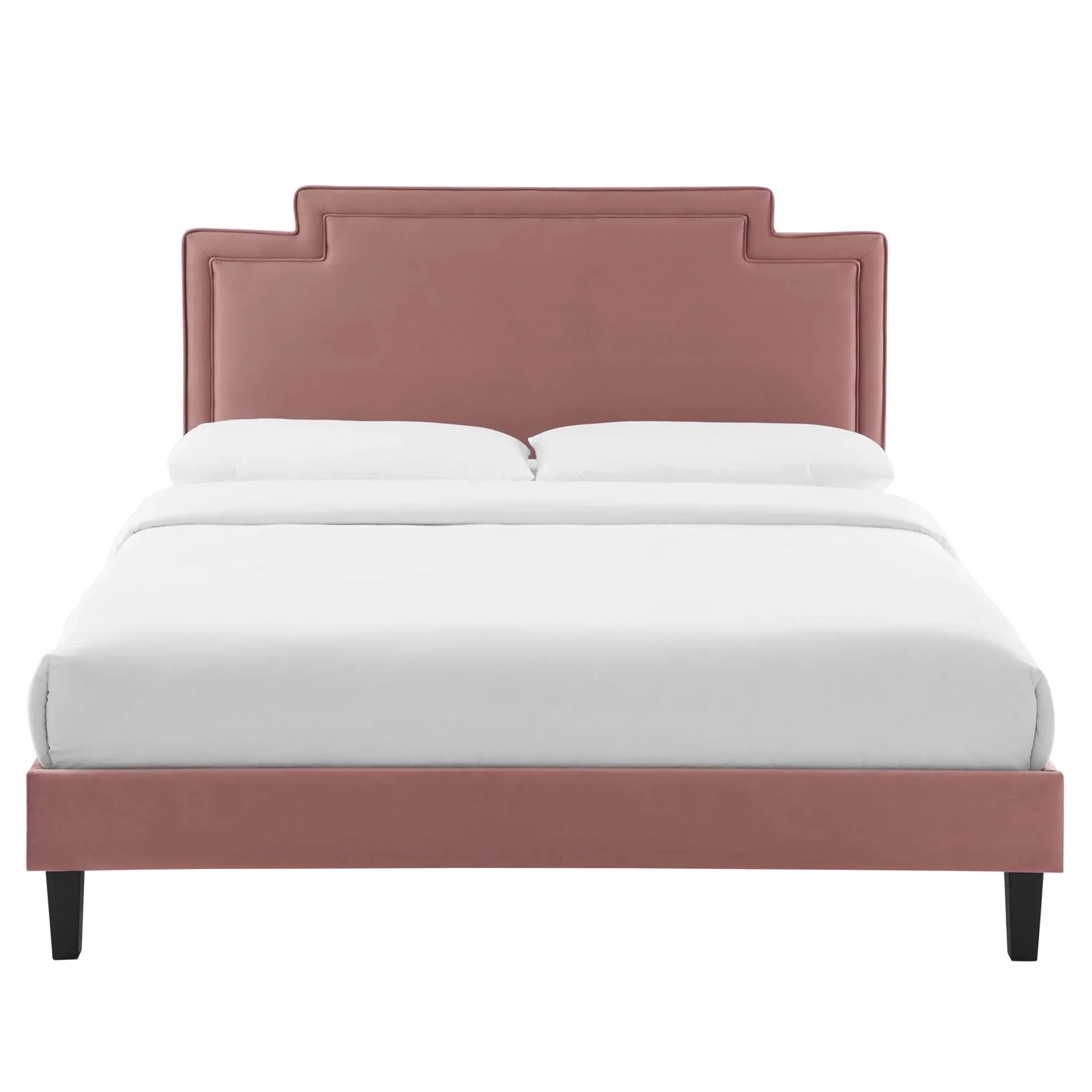 Liva Performance Velvet Bed With Black Wood Legs - Image 4