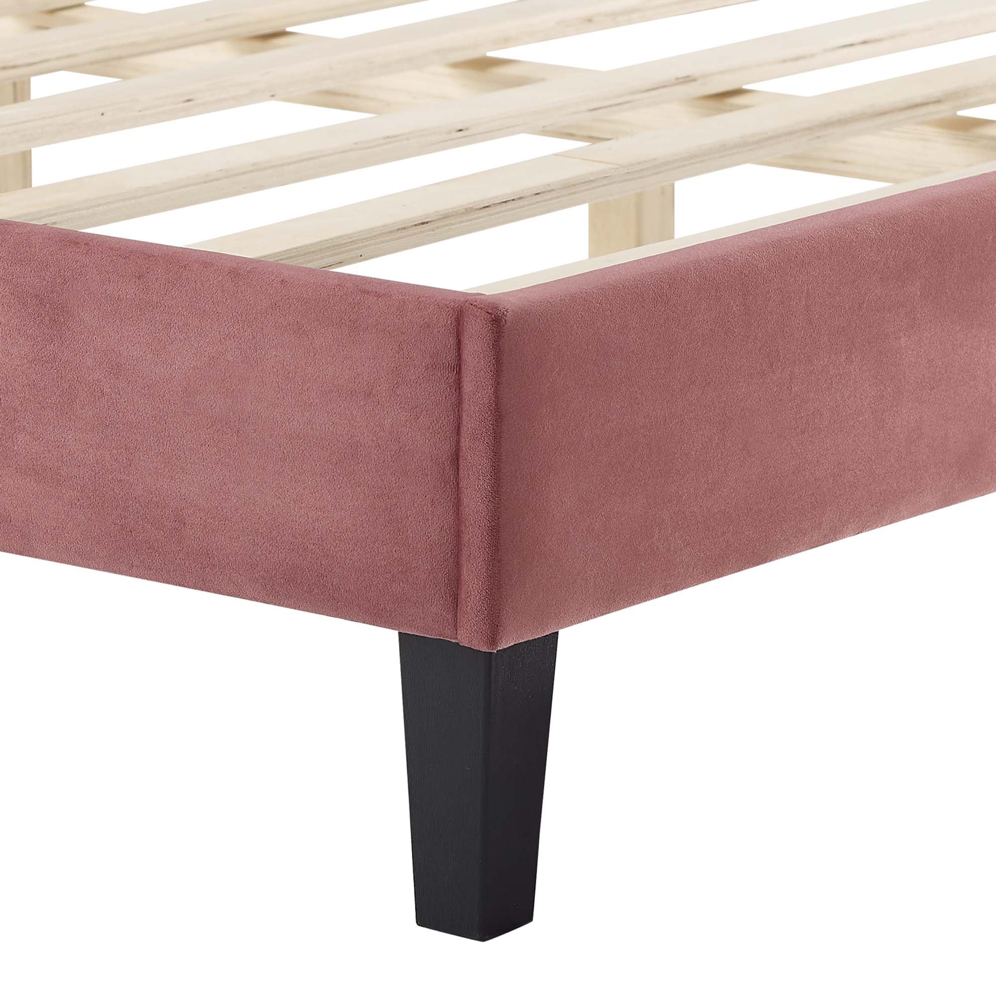Liva Performance Velvet Bed With Black Wood Legs - Image 5