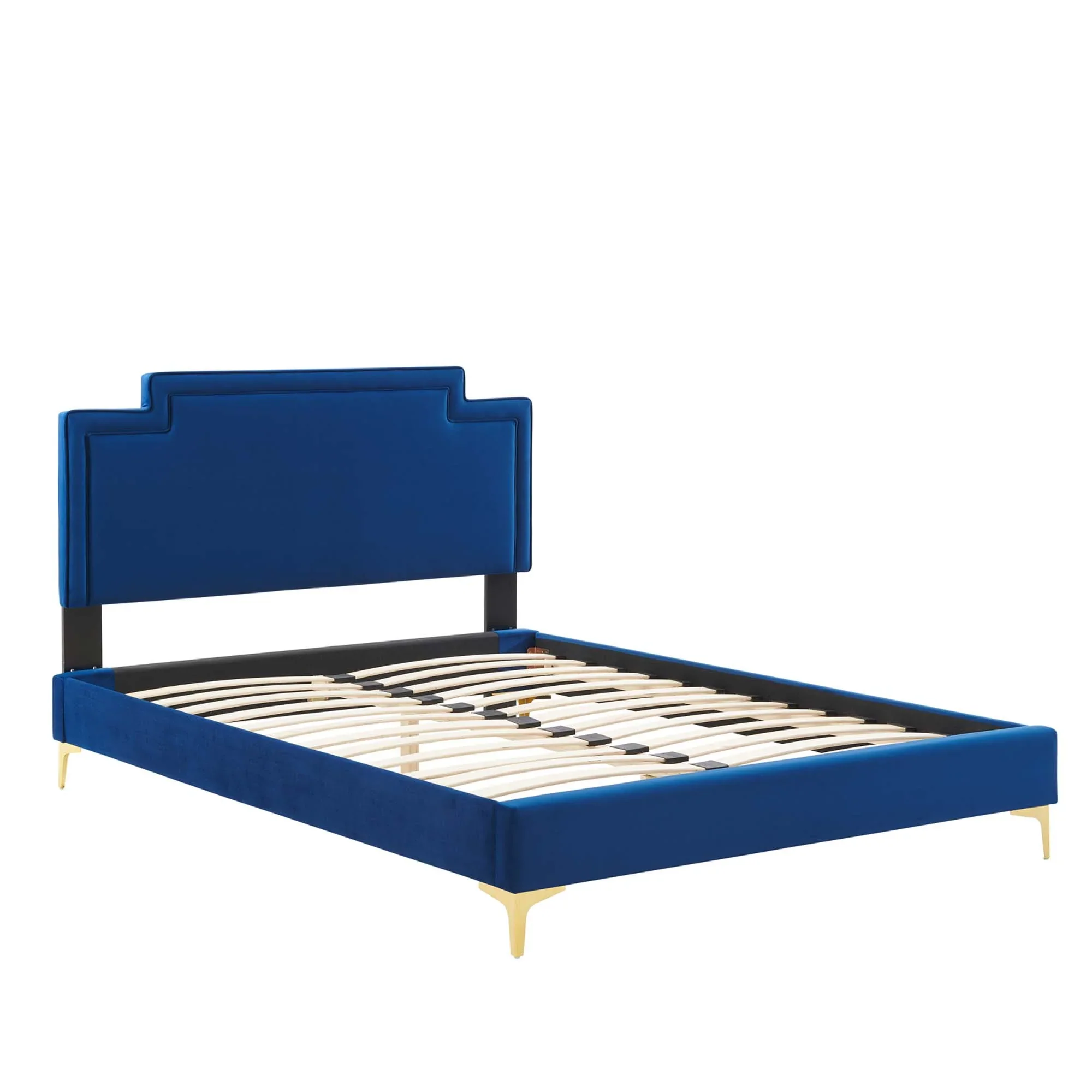 Liva Performance Velvet Bed With Gold Metal Legs - Image 17