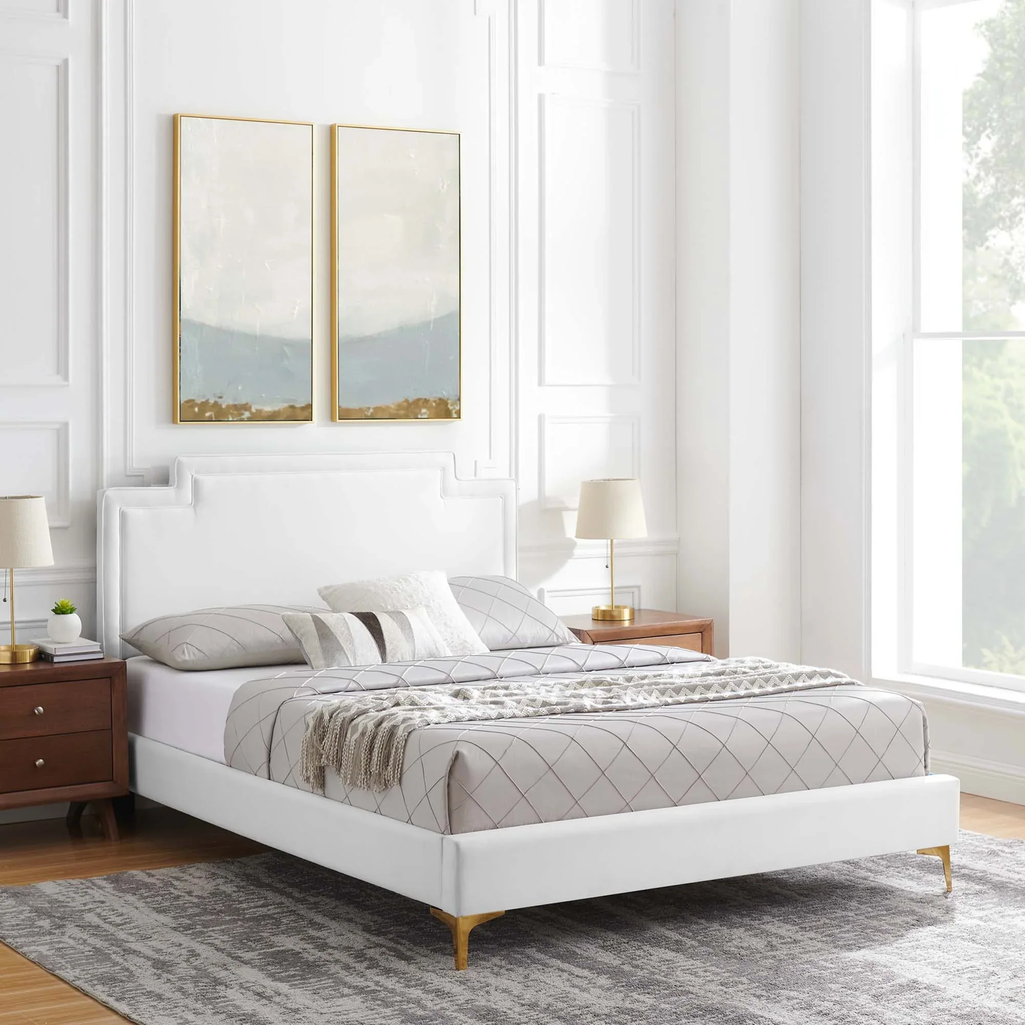 Liva Performance Velvet Bed With Gold Metal Legs - Image 33