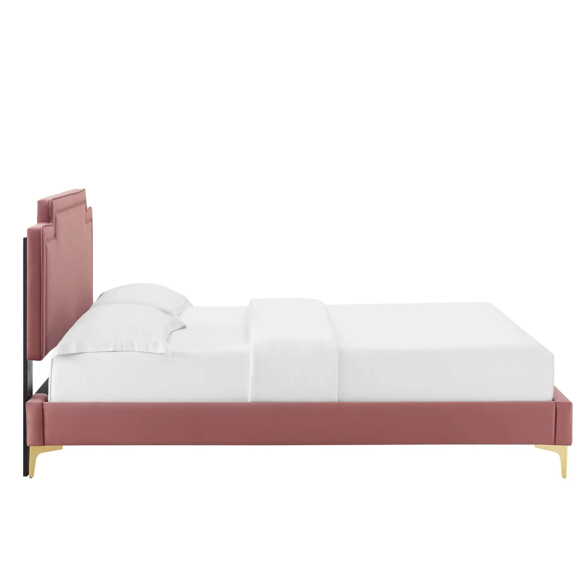 Liva Performance Velvet Bed With Gold Metal Legs - Image 6