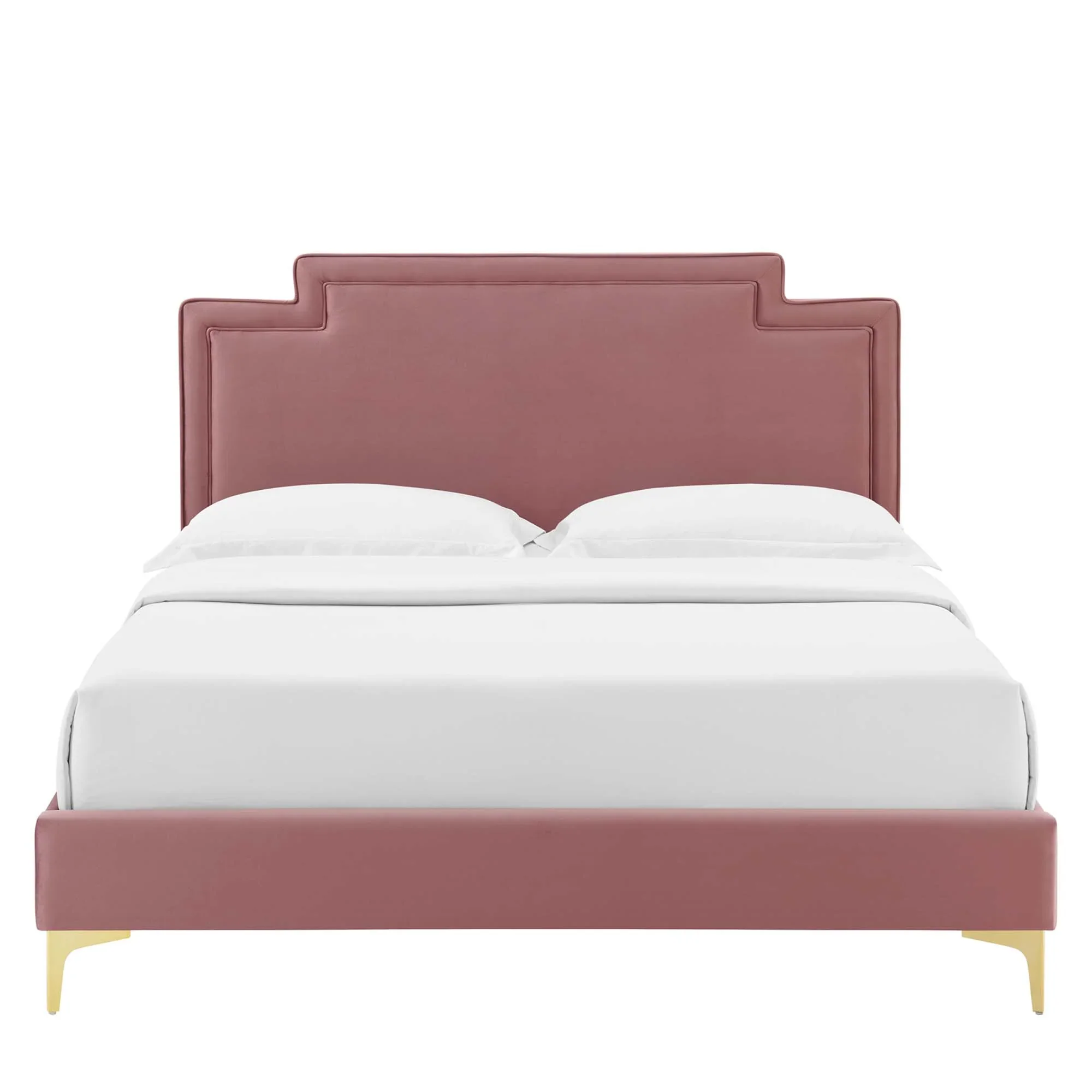 Liva Performance Velvet Bed With Gold Metal Legs - Image 7