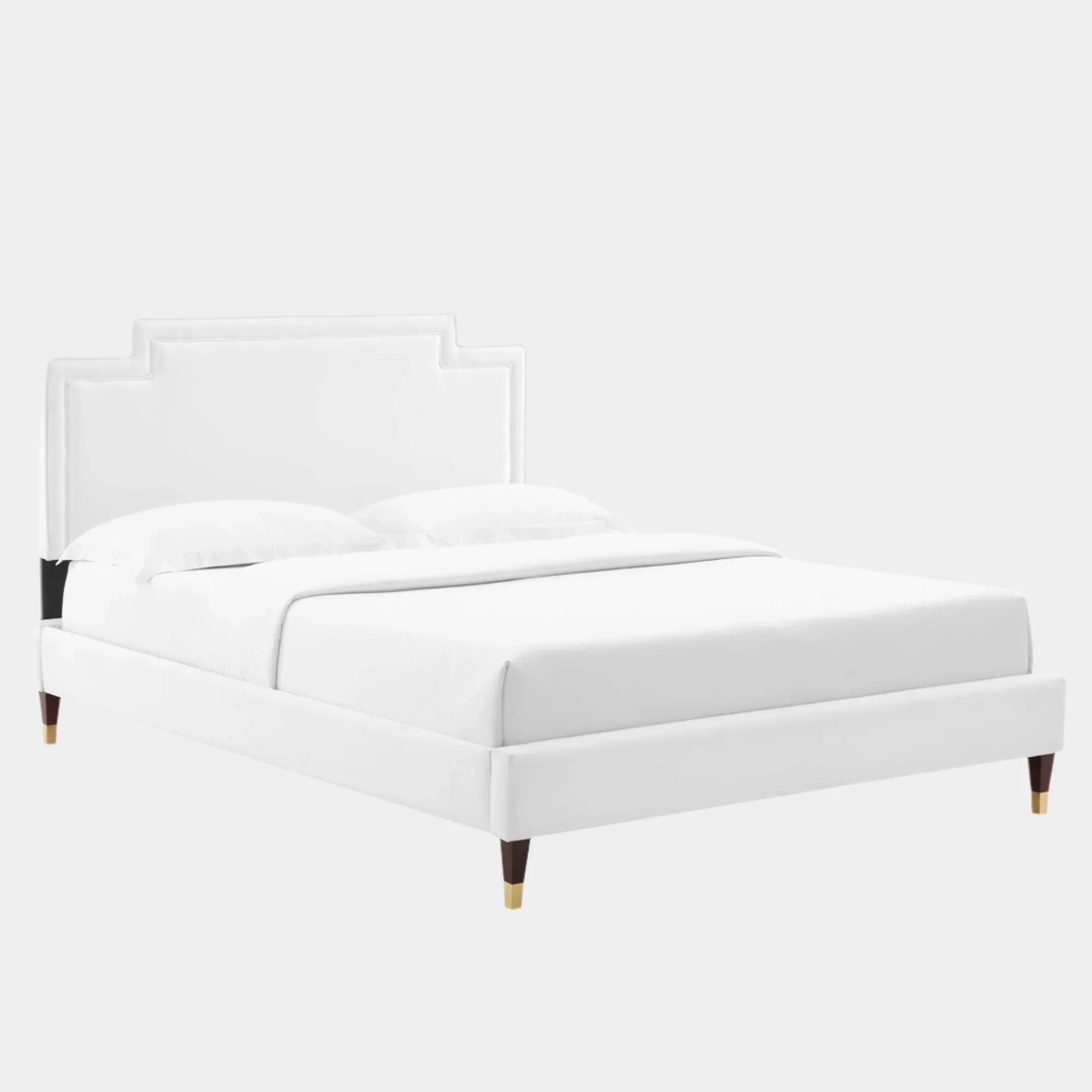 Liva Performance Velvet Bed With Wood and Gold Legs - Image 12
