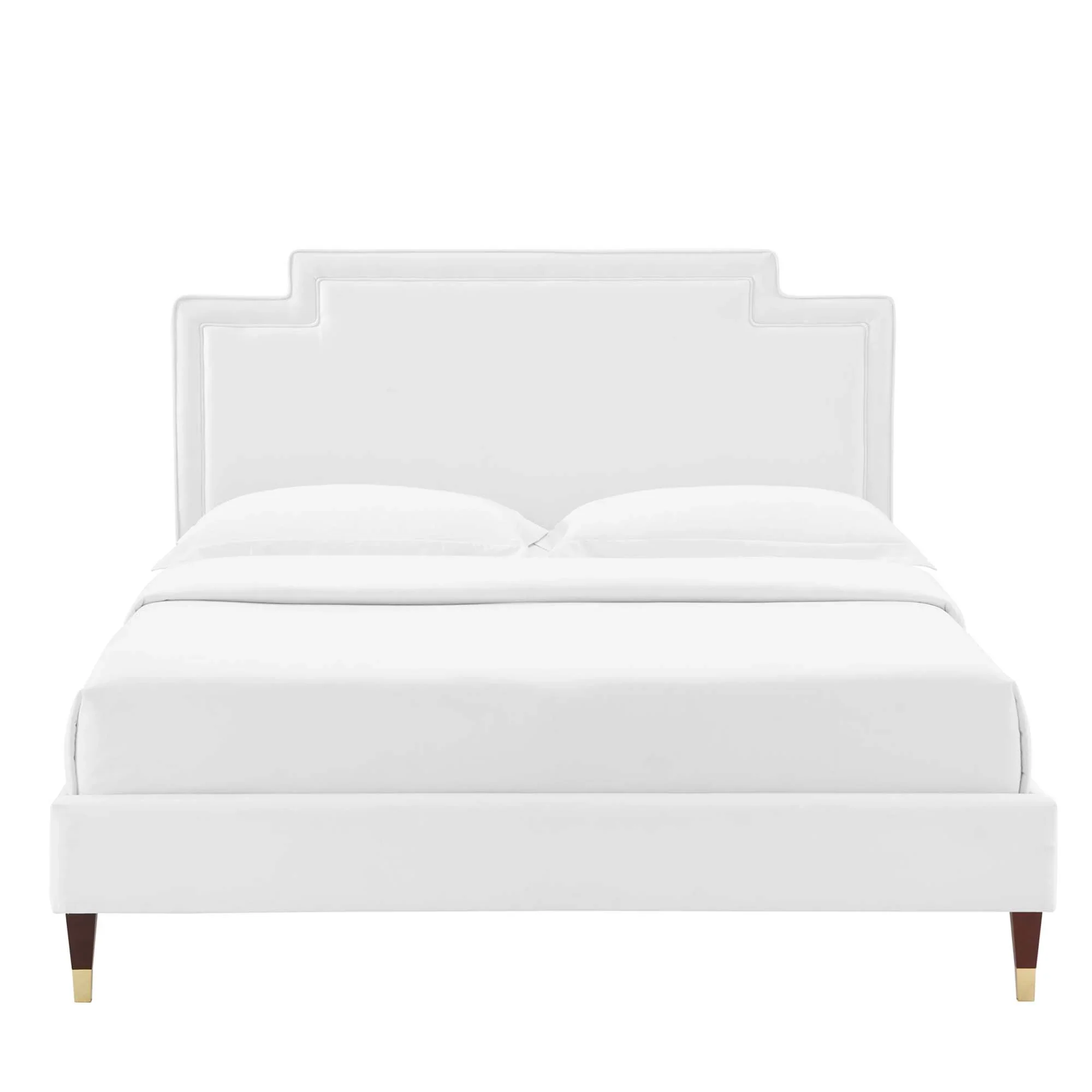 Liva Performance Velvet Bed With Wood and Gold Legs - Image 15