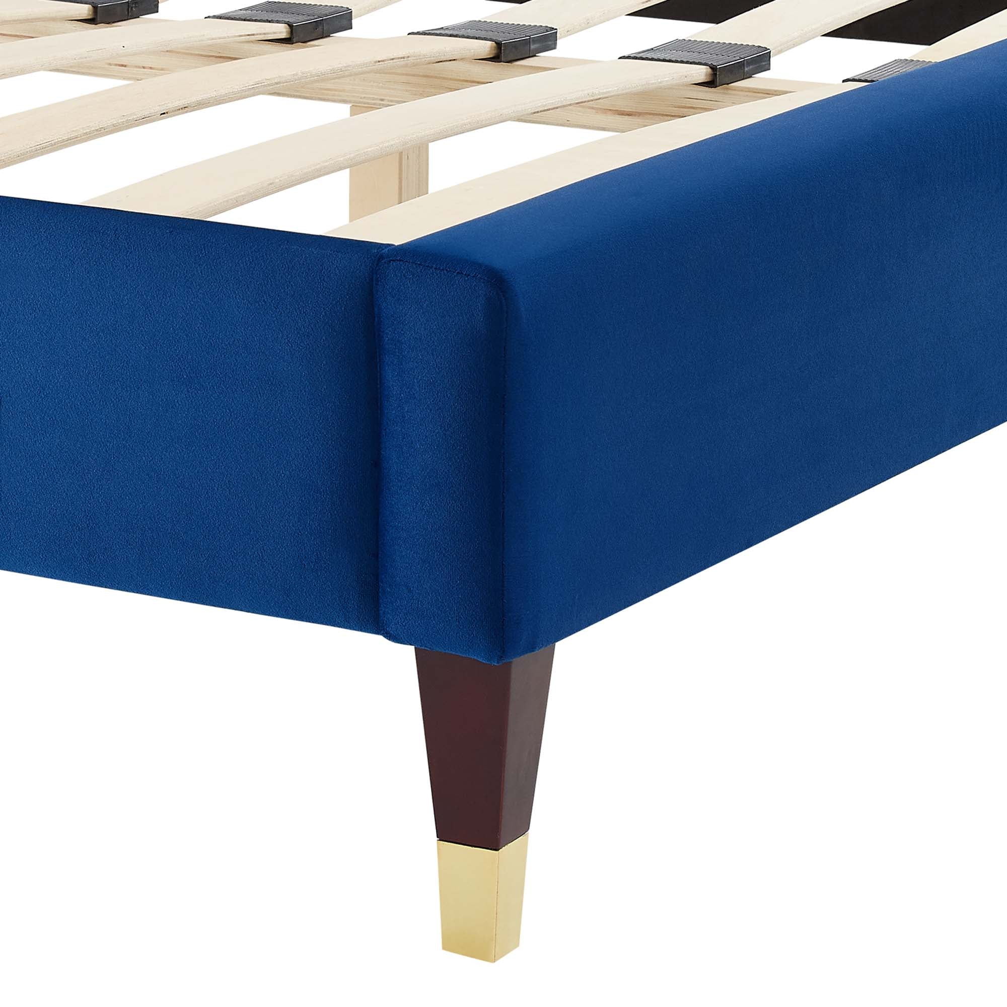 Liva Performance Velvet Bed With Wood and Gold Legs - Image 27