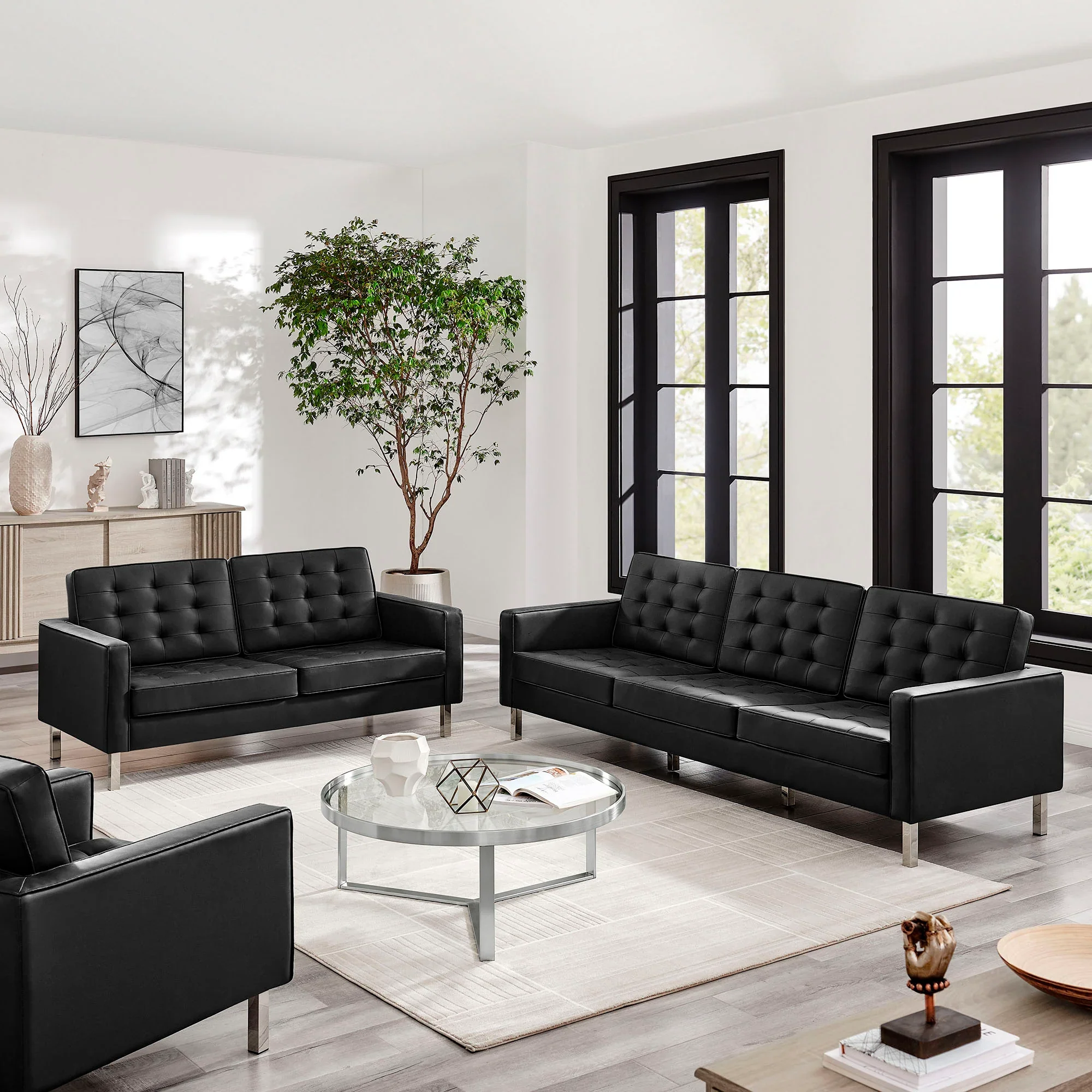 Loft 2-Piece Tufted Vegan Leather Furniture Set - Image 3