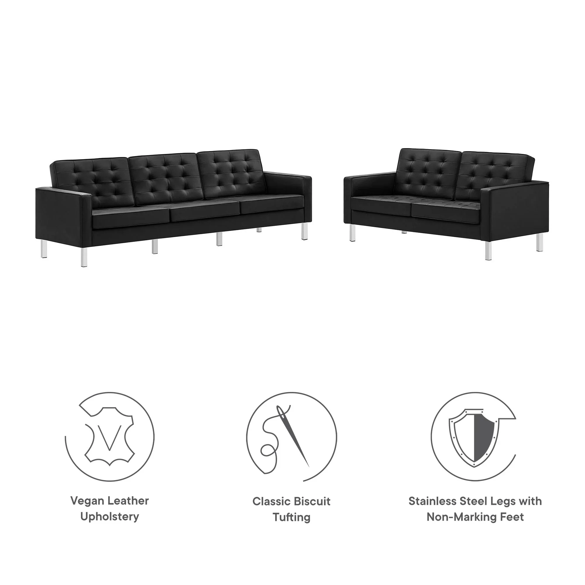 Loft 2-Piece Tufted Vegan Leather Furniture Set - Image 8