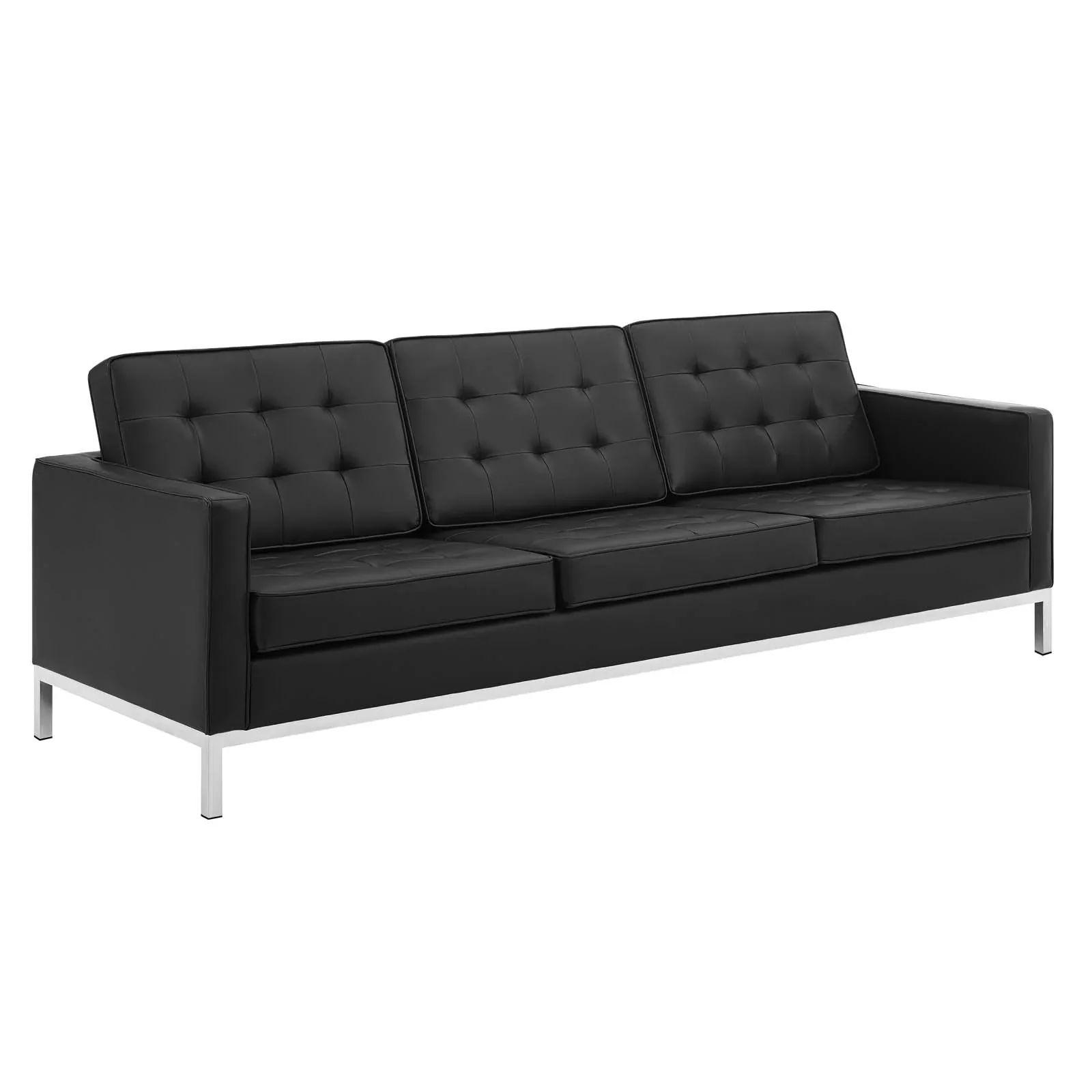 Loft 3 Piece Tufted Upholstered Faux Leather Set - Image 3