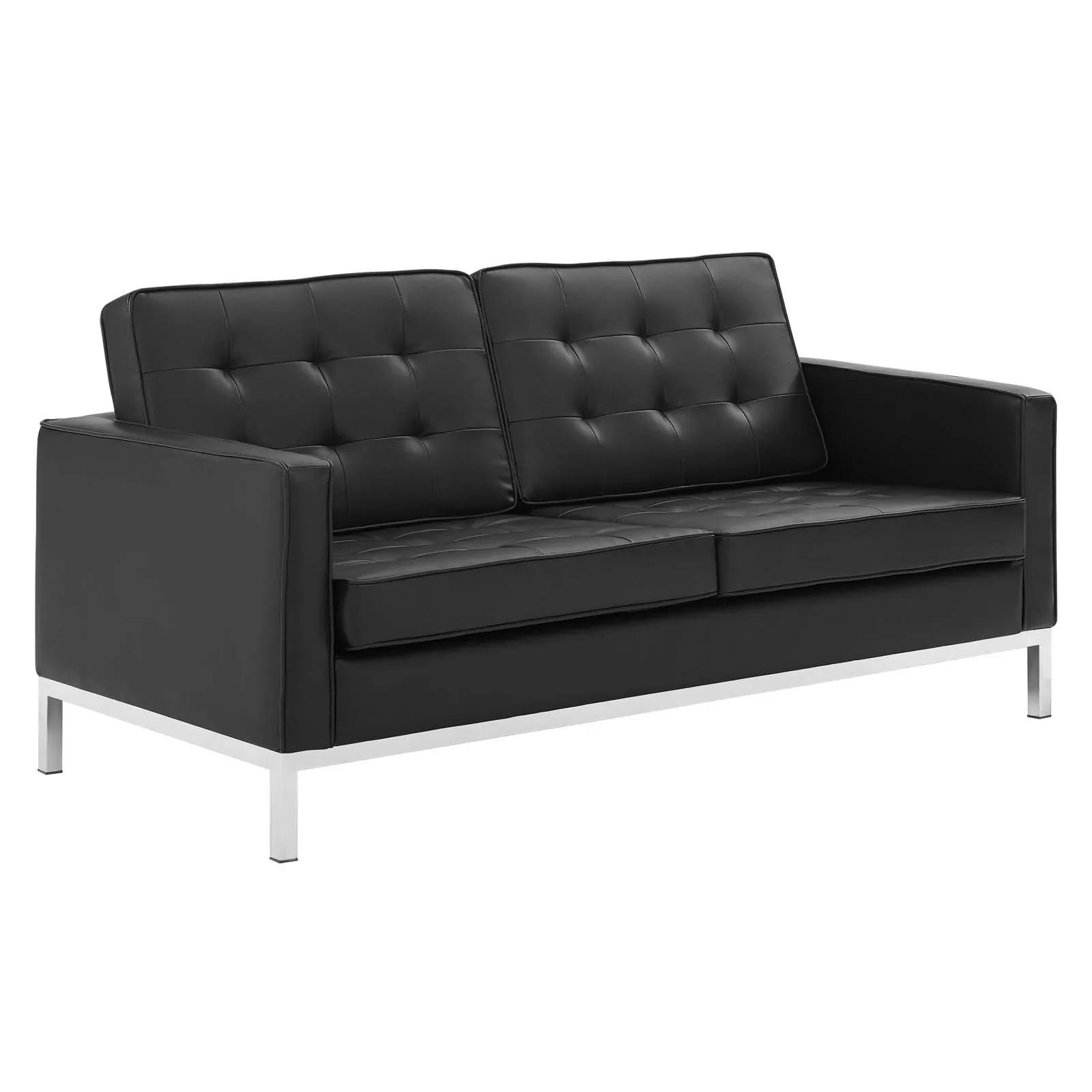 Loft 3 Piece Tufted Upholstered Faux Leather Set - Image 4