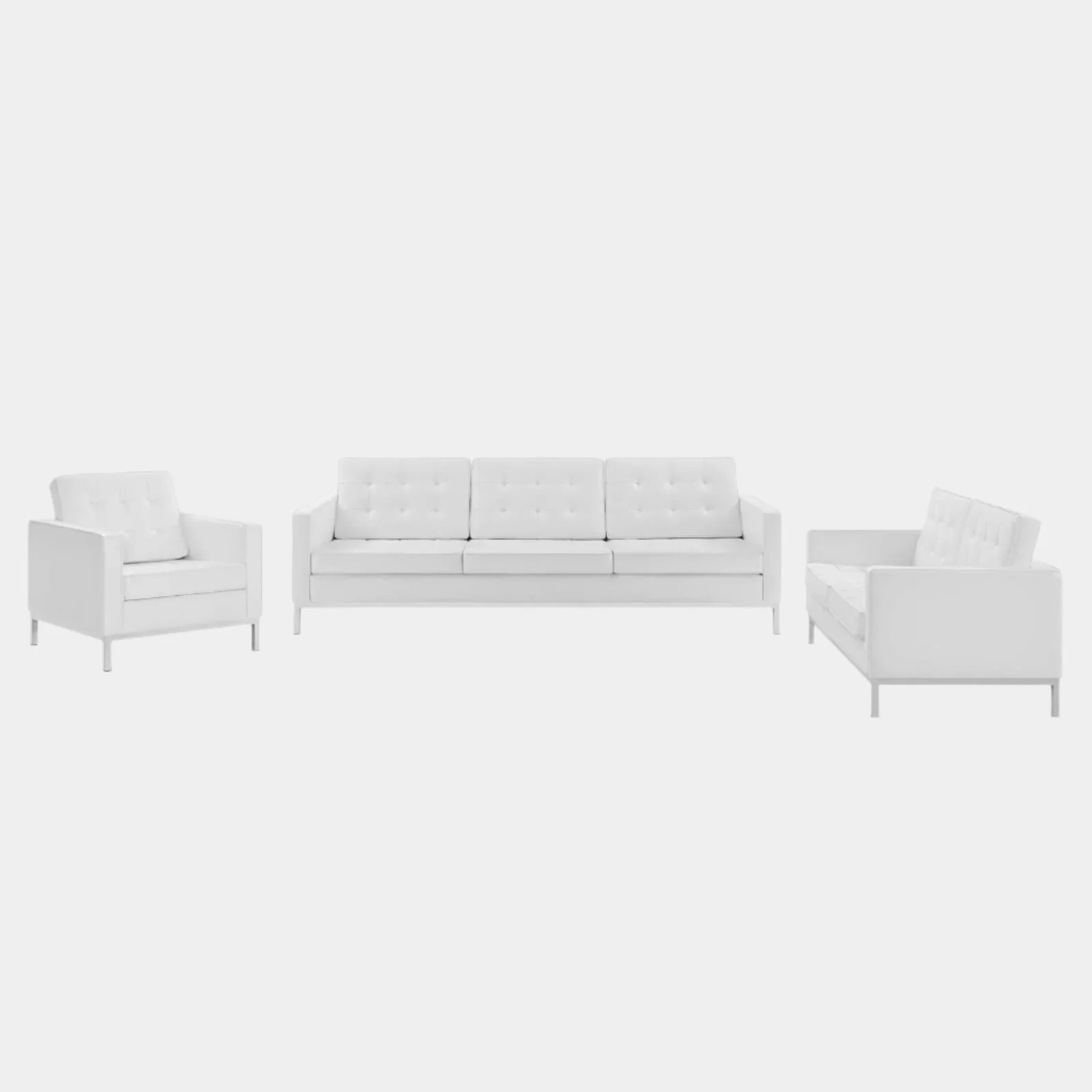 Loft 3 Piece Tufted Upholstered Faux Leather Set - Image 9