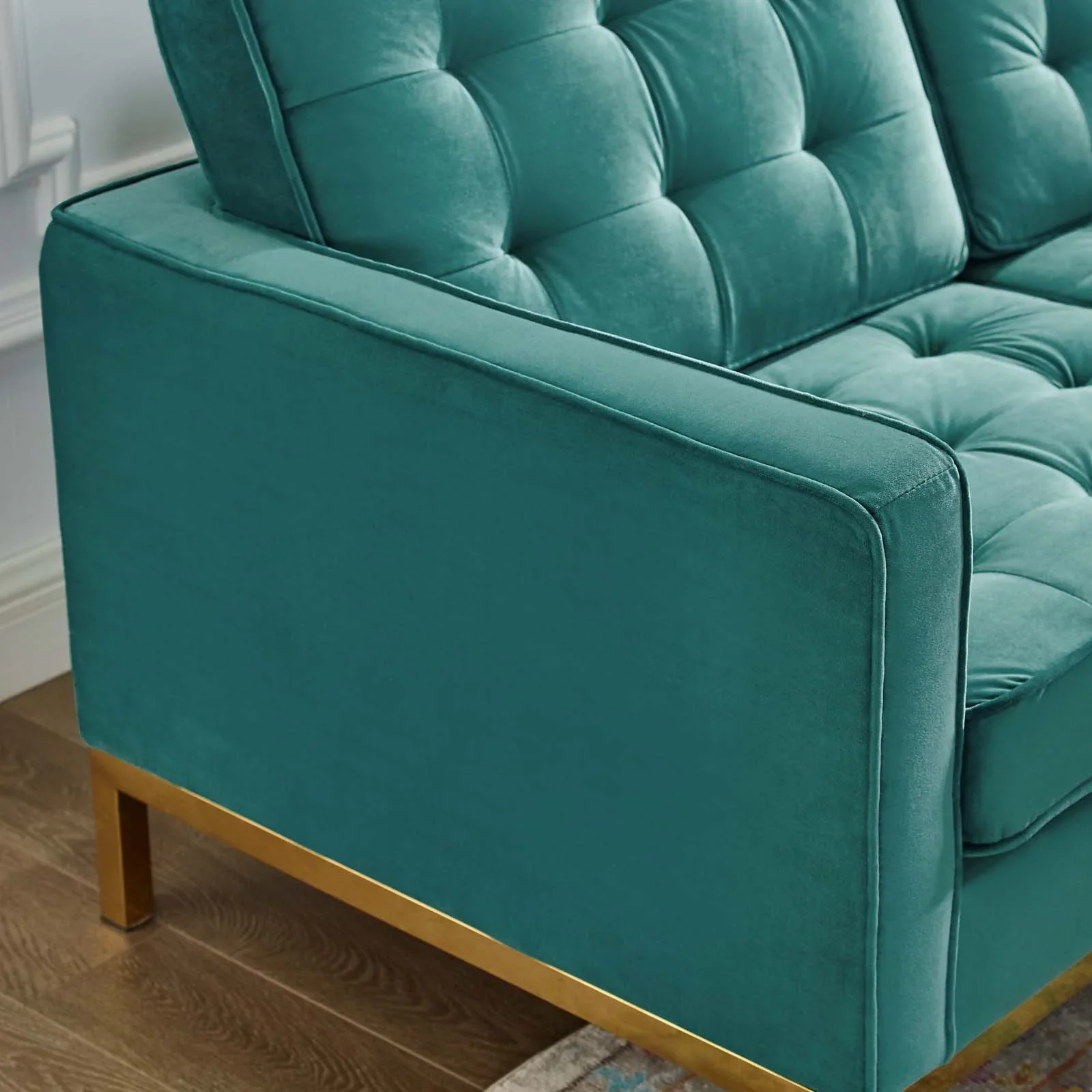 Loft Gold Stainless Steel Leg Performance Velvet Loveseat - Image 3