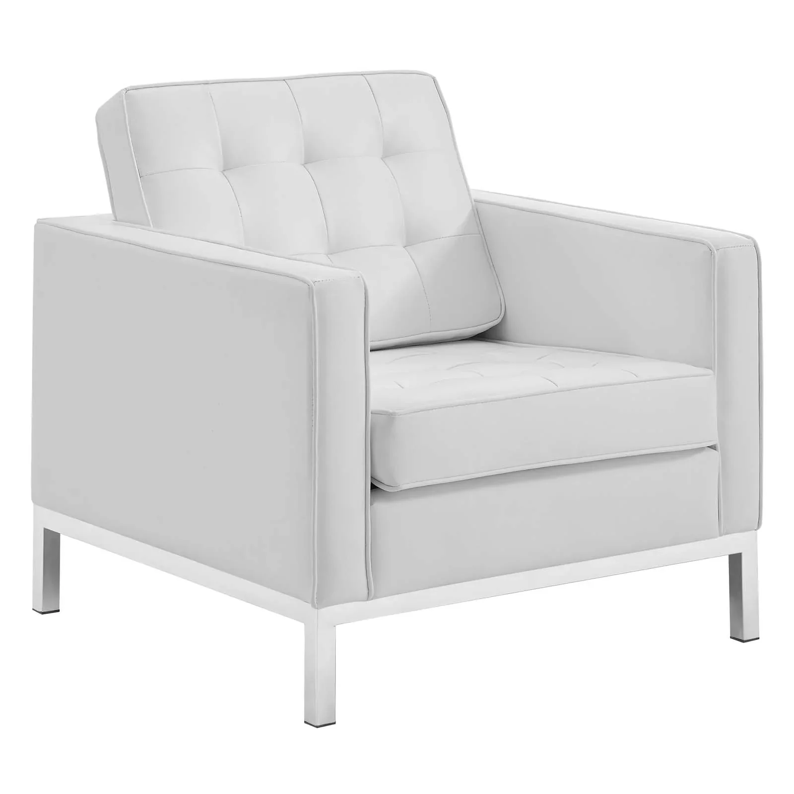 Loft Tufted Upholstered Faux Leather Loveseat and Armchair Set - Image 10