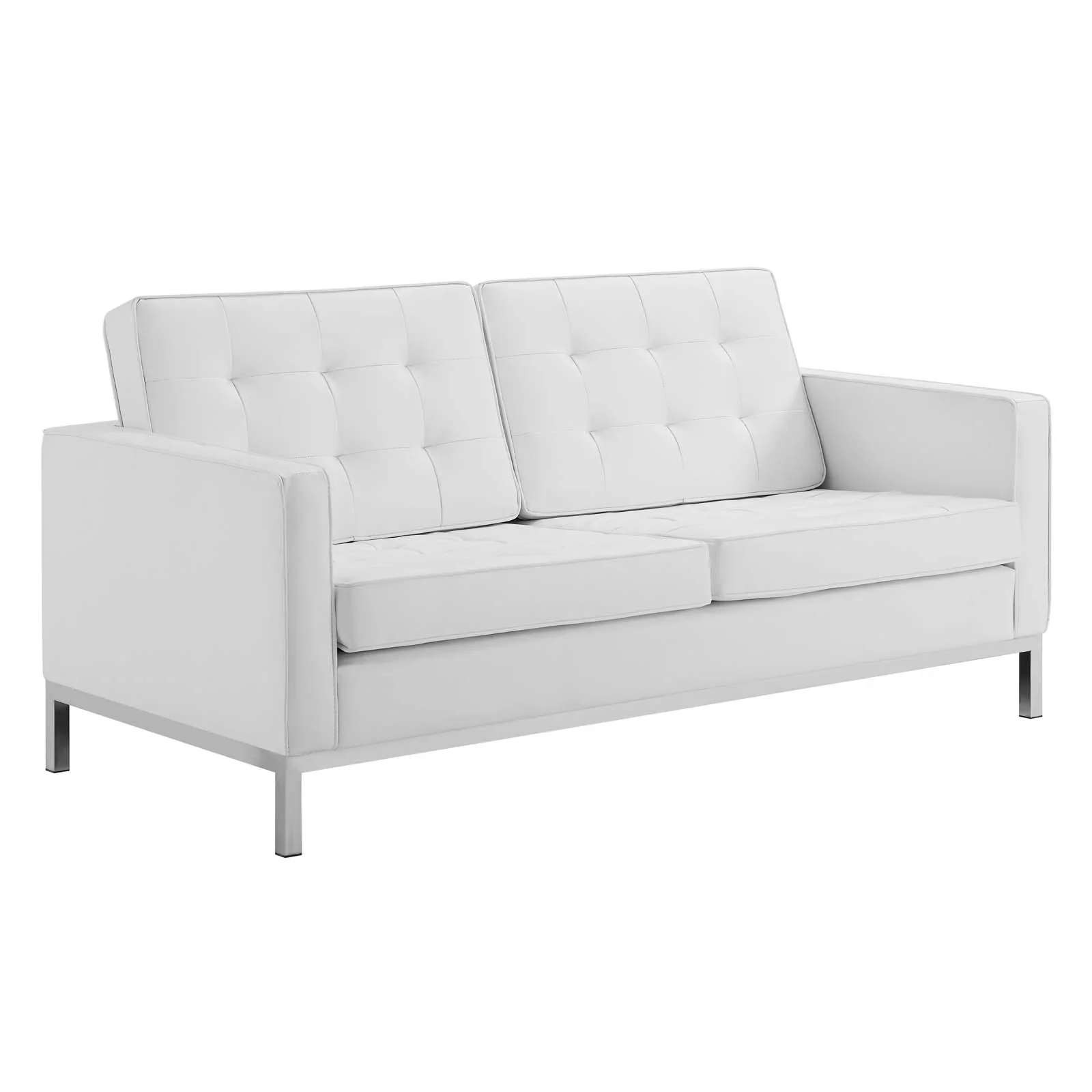 Loft Tufted Upholstered Faux Leather Loveseat and Armchair Set - Image 9
