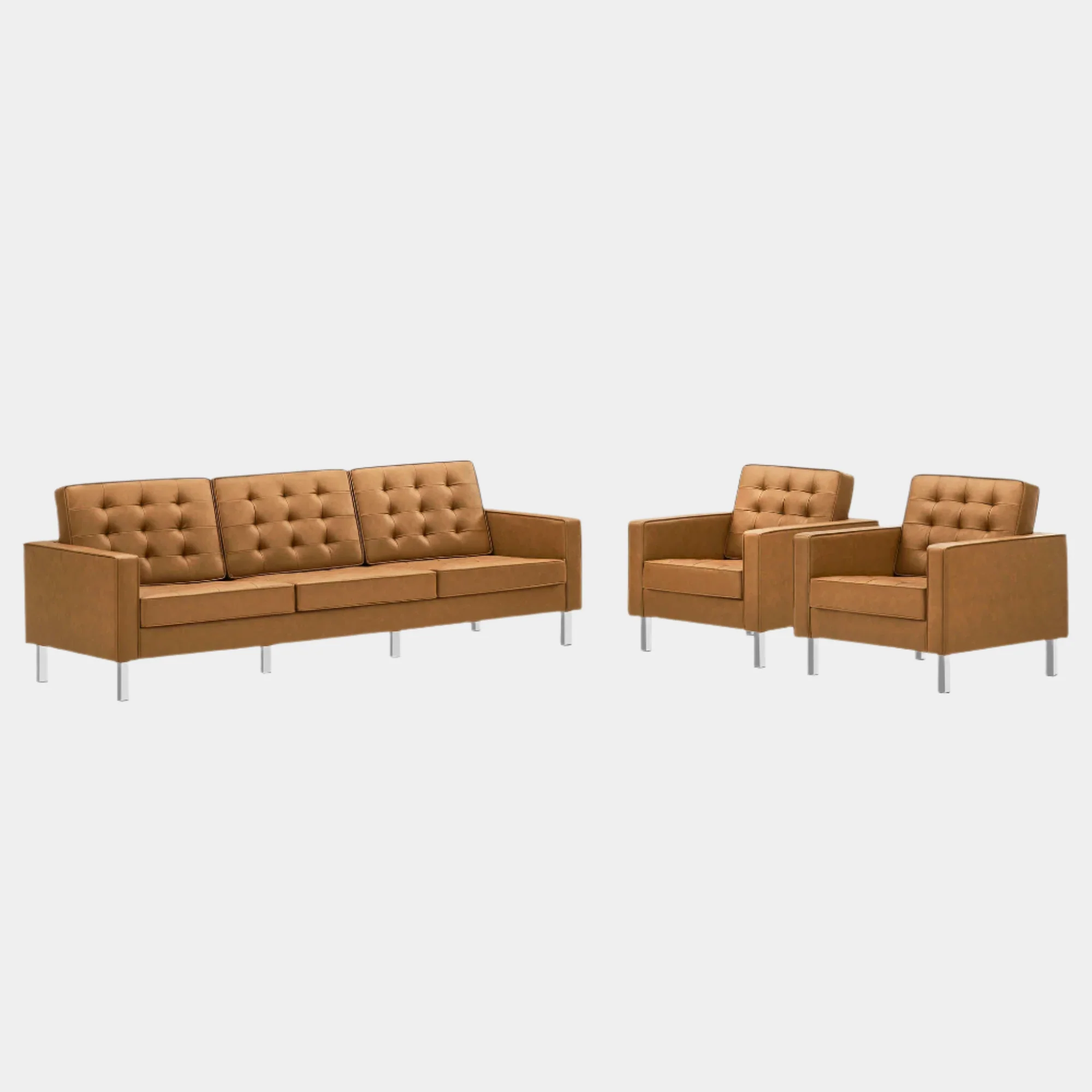Loft Tufted Vegan Leather 3-Piece Furniture Set - Image 22
