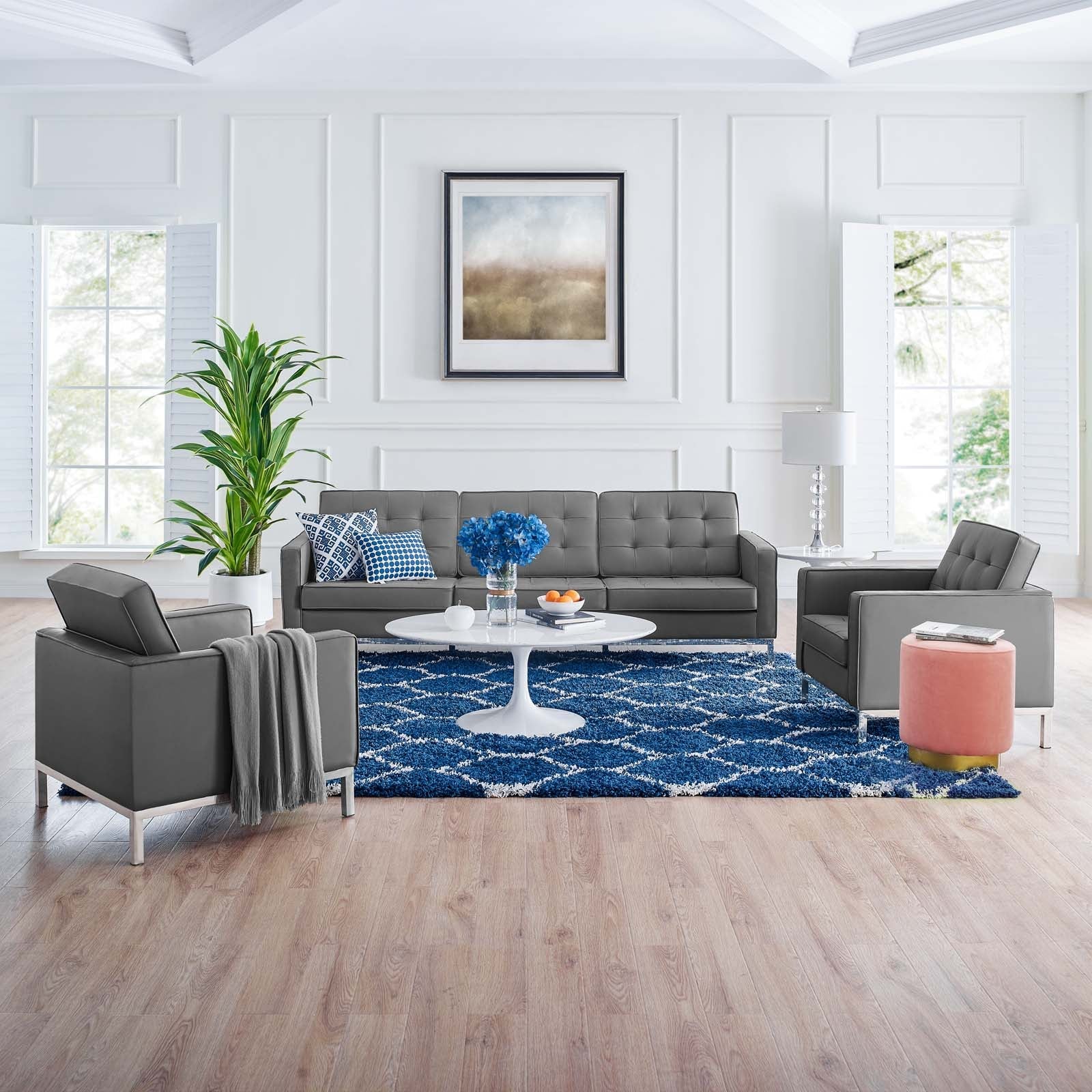 Loft Tufted Vegan Leather 3-Piece Furniture Set - Image 3