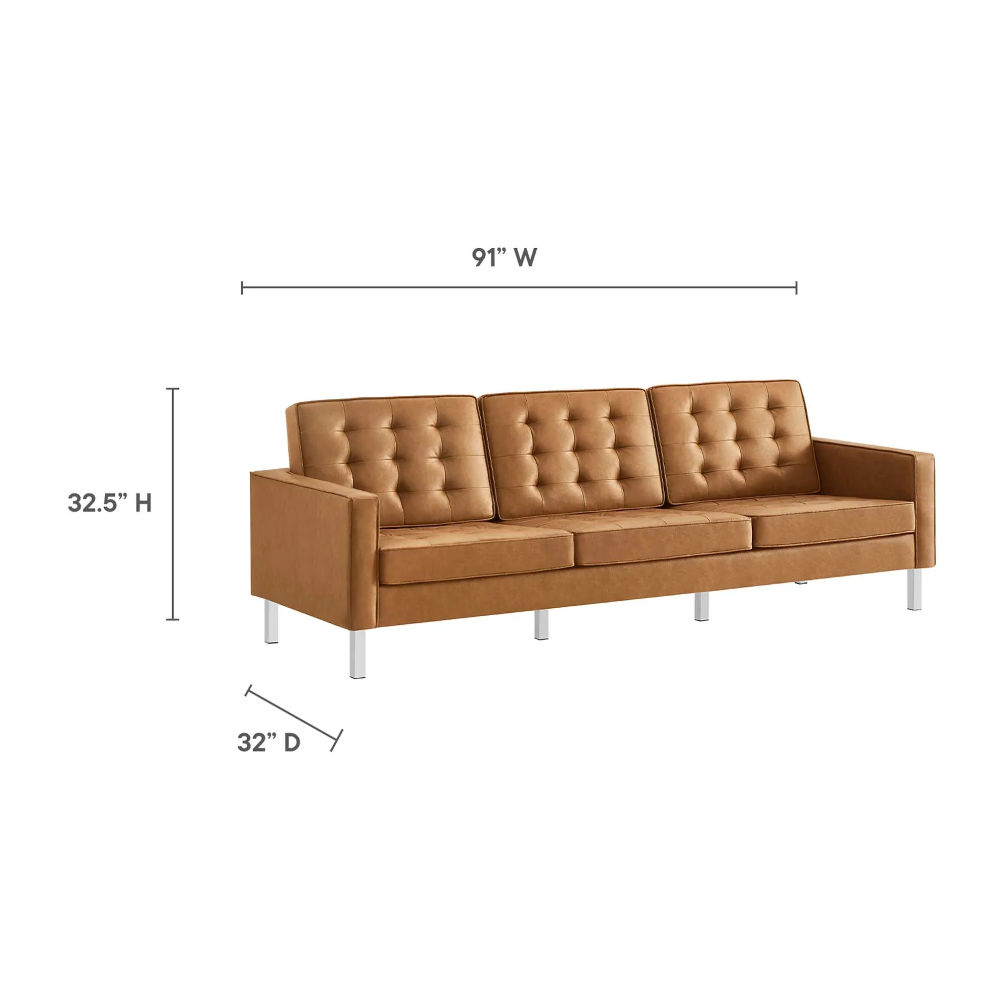 Loft Tufted Vegan Leather 3-Piece Furniture Set - Image 30