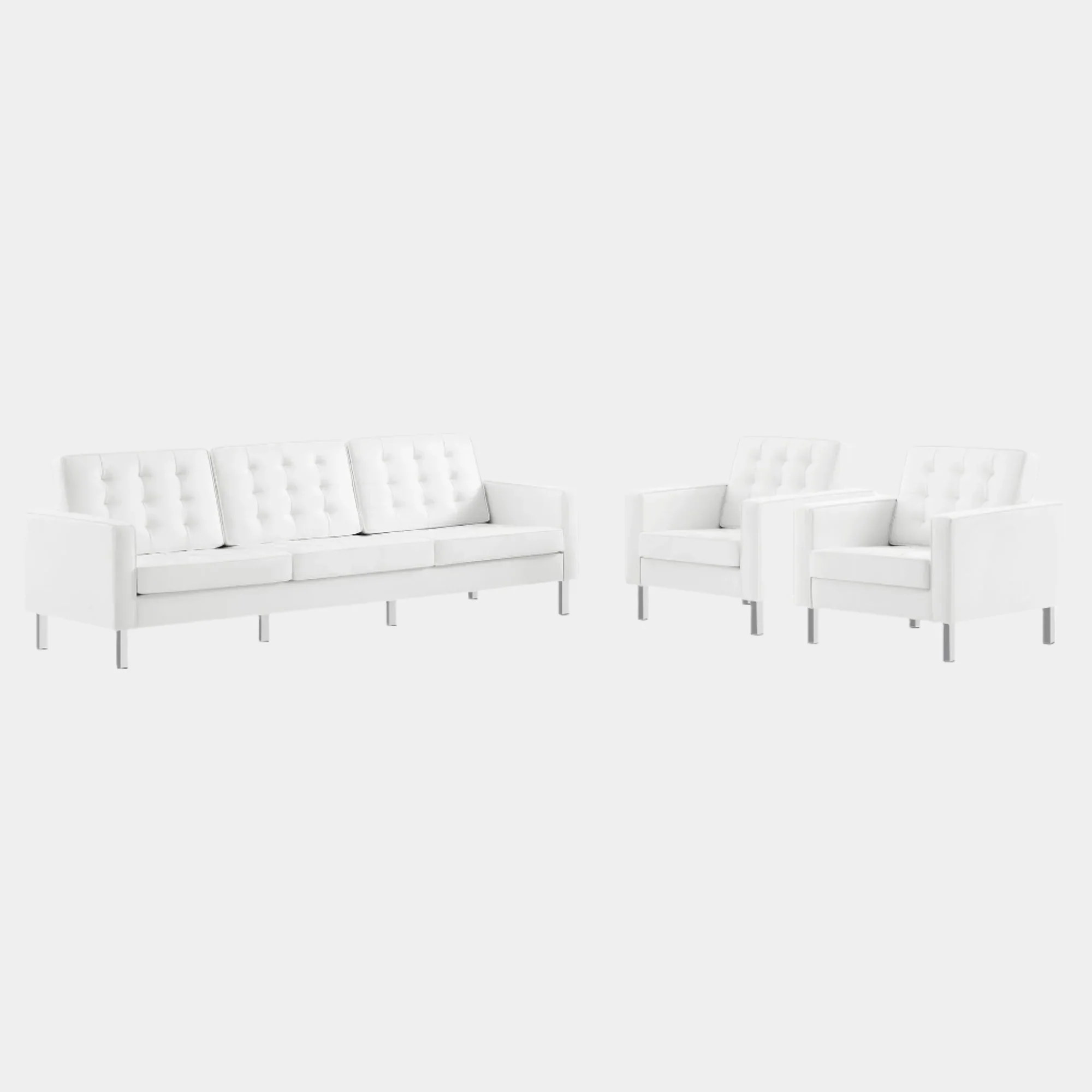 Loft Tufted Vegan Leather 3-Piece Furniture Set - Image 32