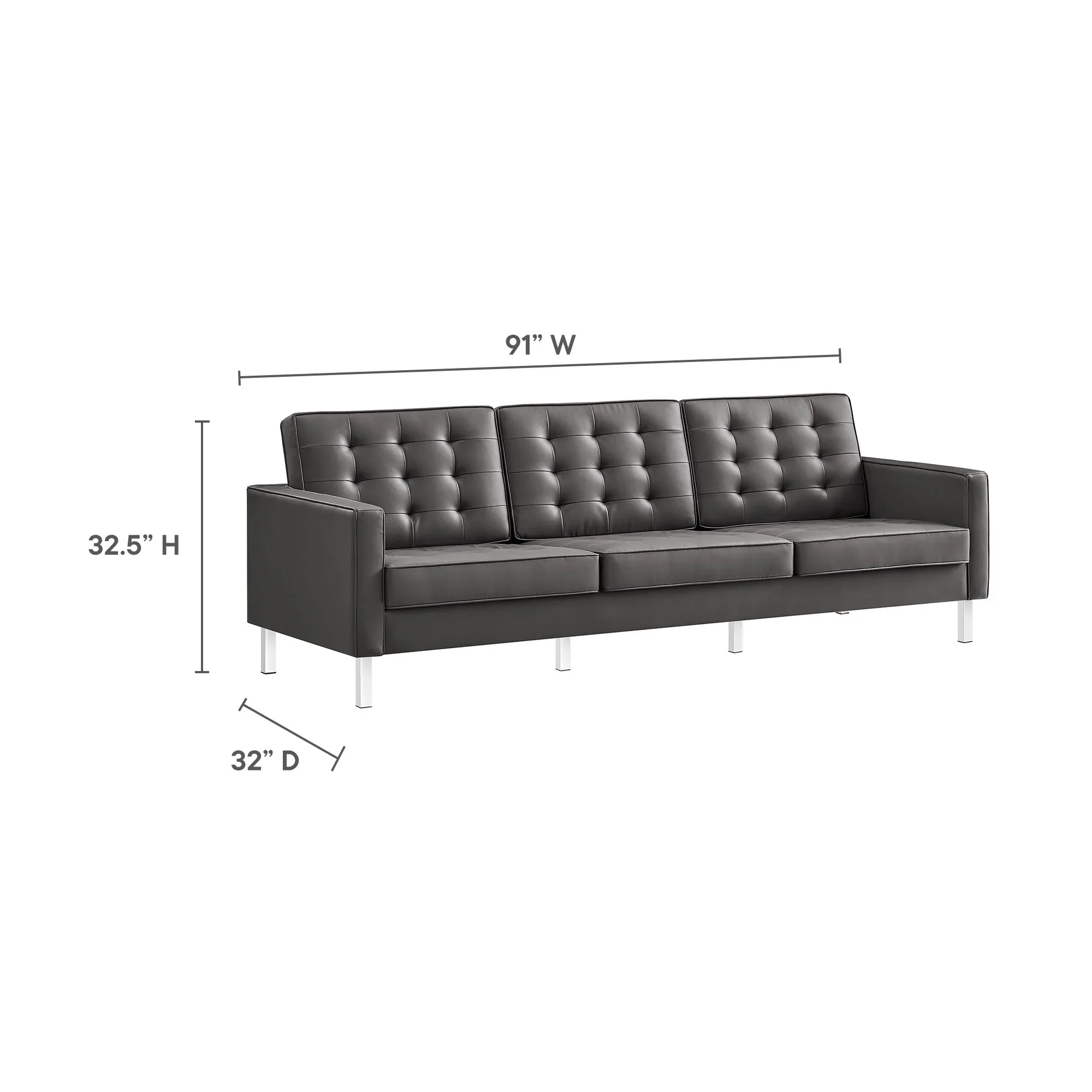 Loft Tufted Vegan Leather 3-Piece Furniture Set - Image 9