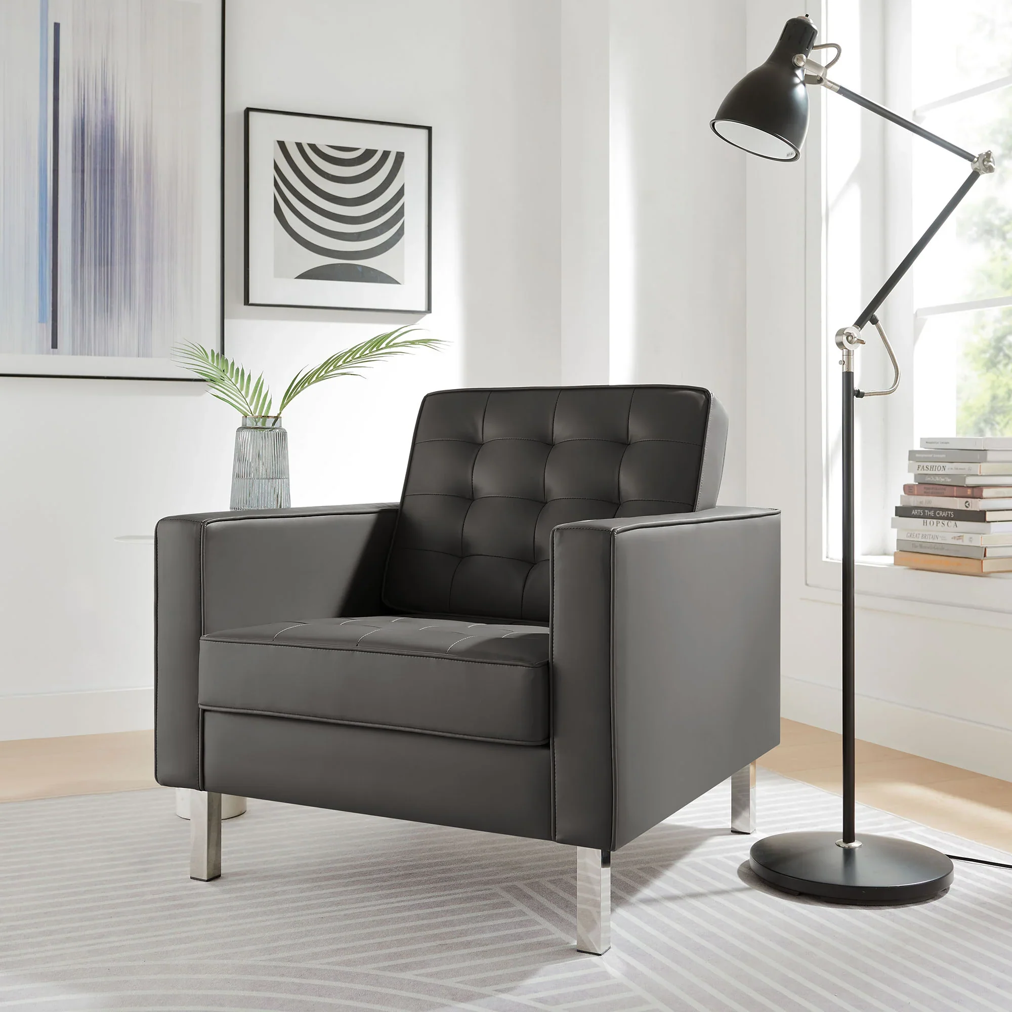 Loft Tufted Vegan Leather Armchair - Image 20