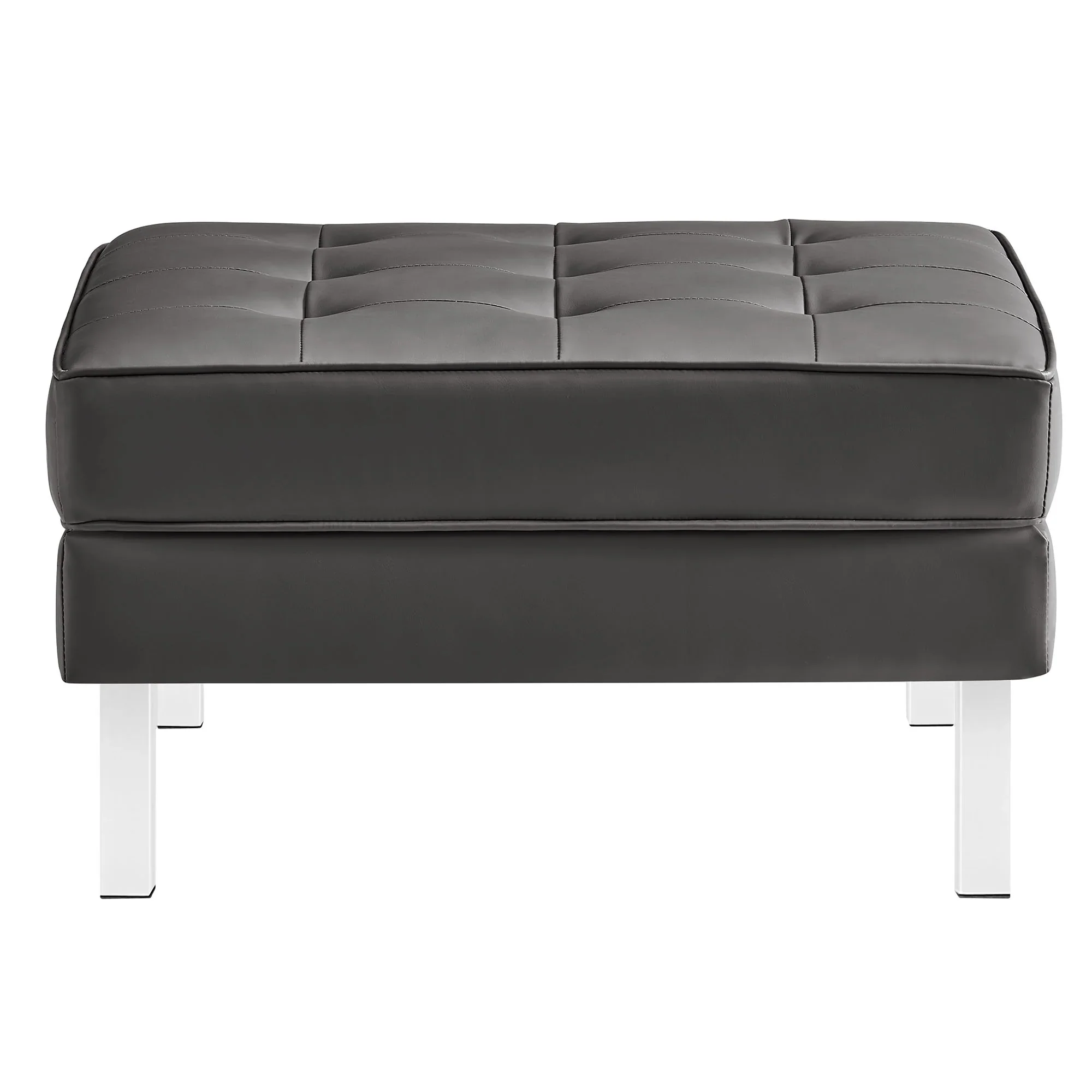 Loft Tufted Vegan Leather Armchair and Ottoman Set - Image 7