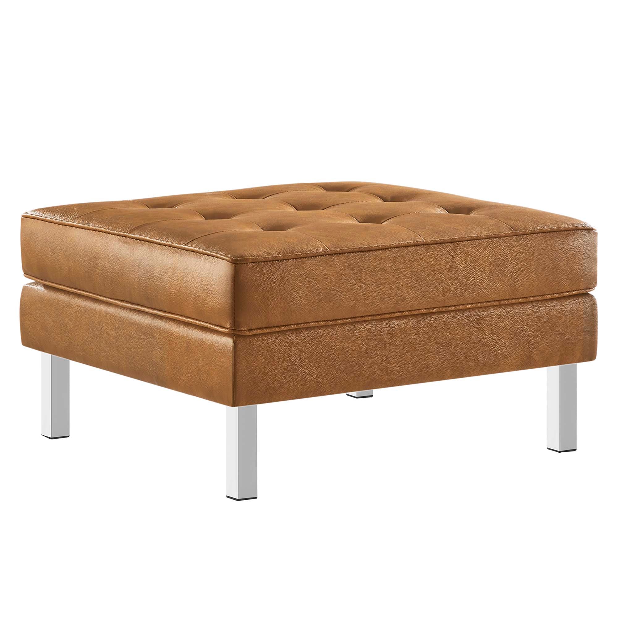 Loft Tufted Vegan Leather Armchair and Ottoman Set - Image 17
