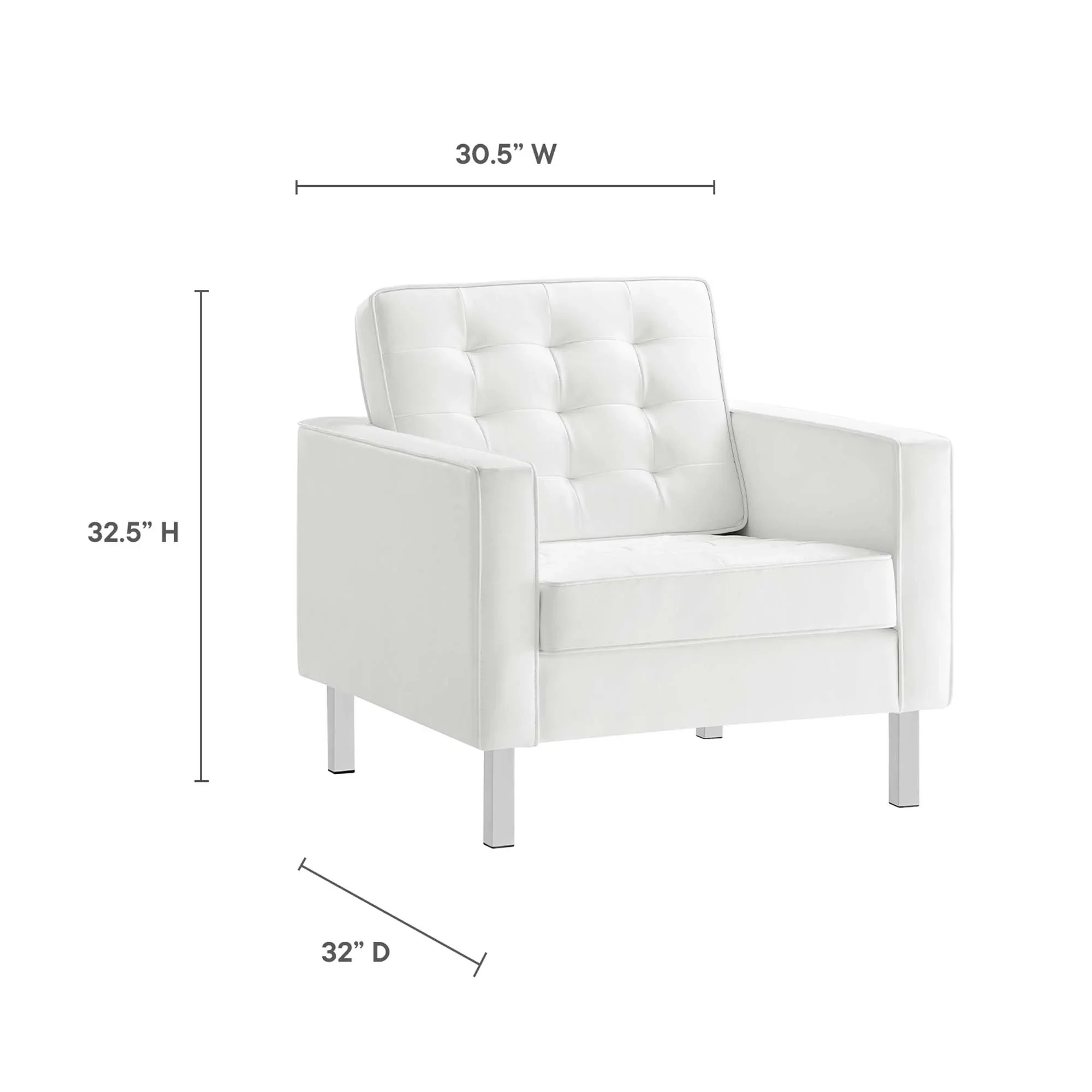 Loft Tufted Vegan Leather Armchair and Ottoman Set - Image 24