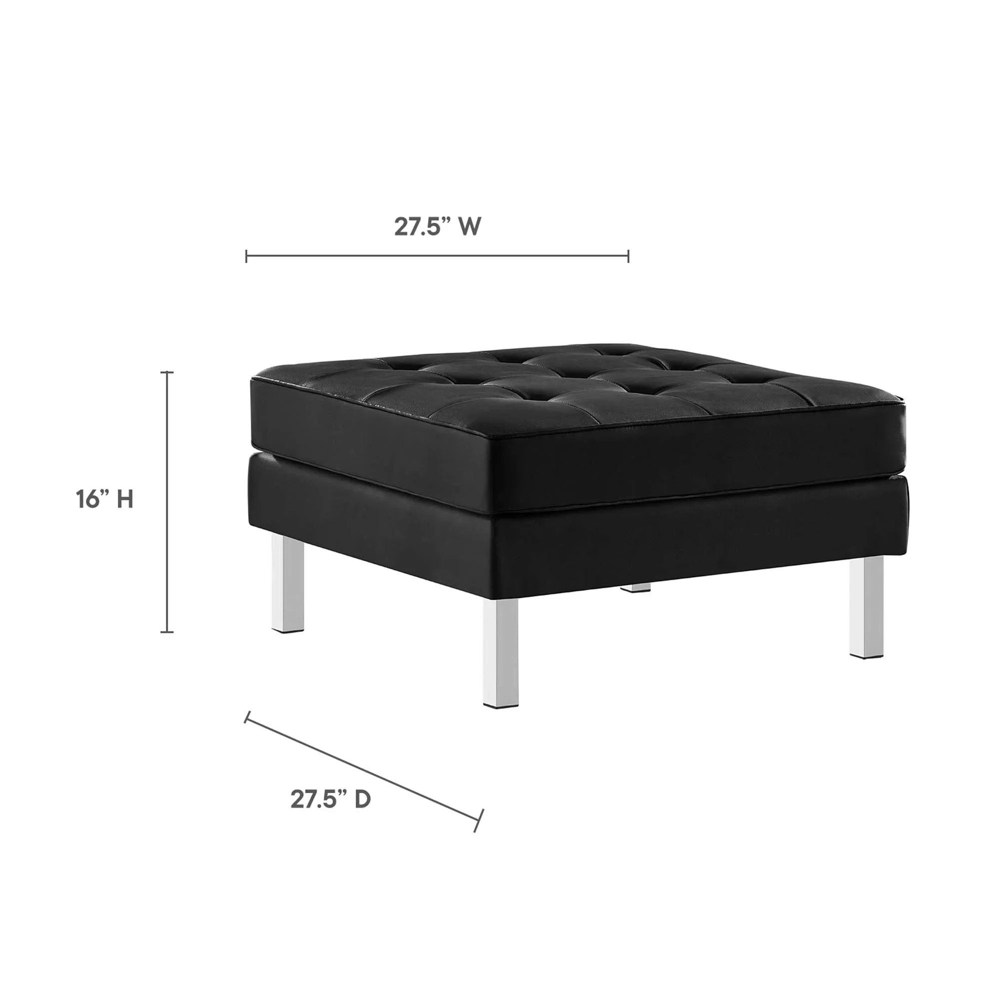 Loft Tufted Vegan Leather Armchair and Ottoman Set - Image 4