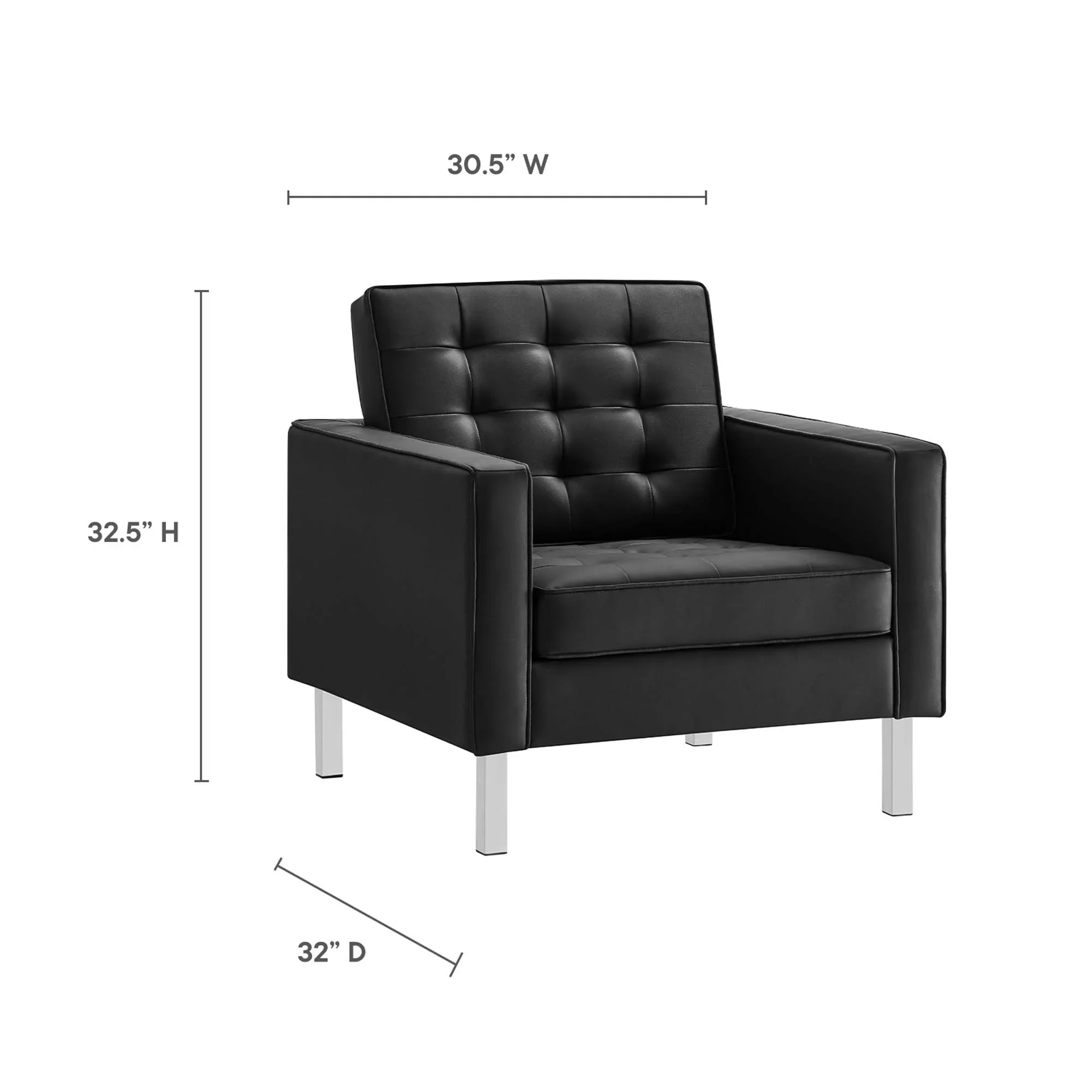 Loft Tufted Vegan Leather Armchair and Ottoman Set - Image 5