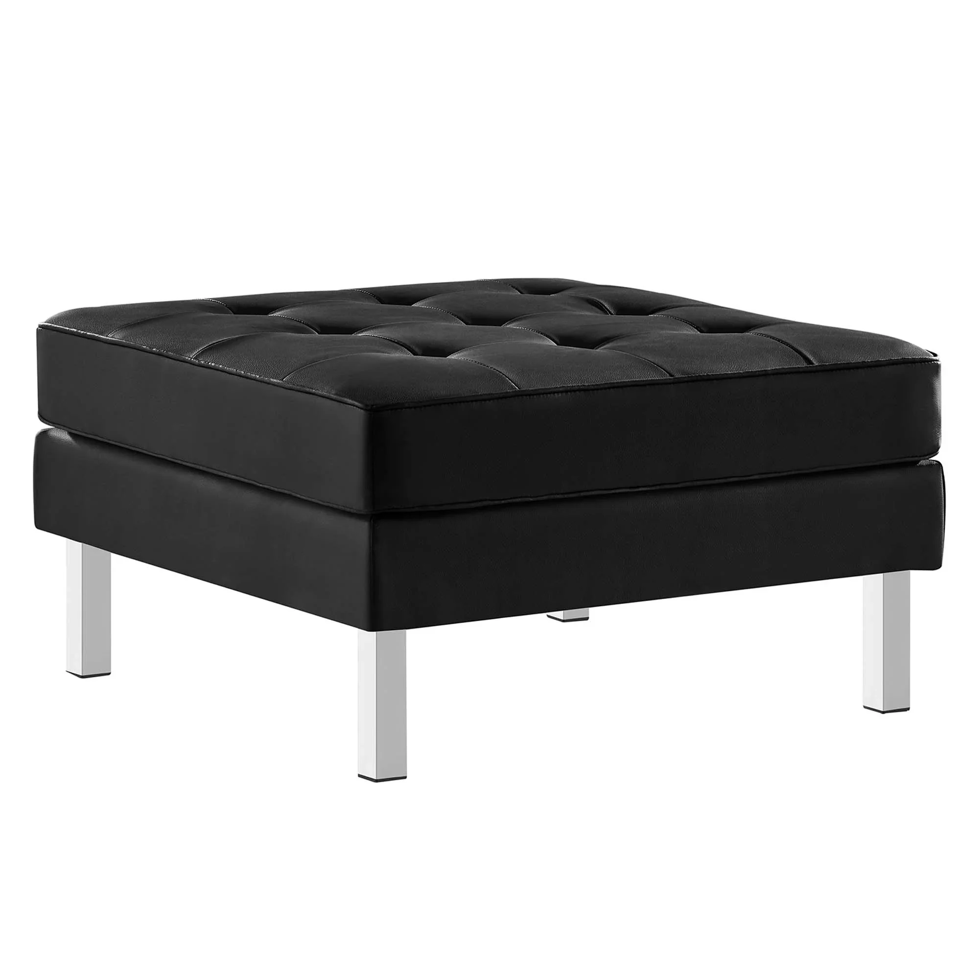 Loft Tufted Vegan Leather Armchair and Ottoman Set - Image 6
