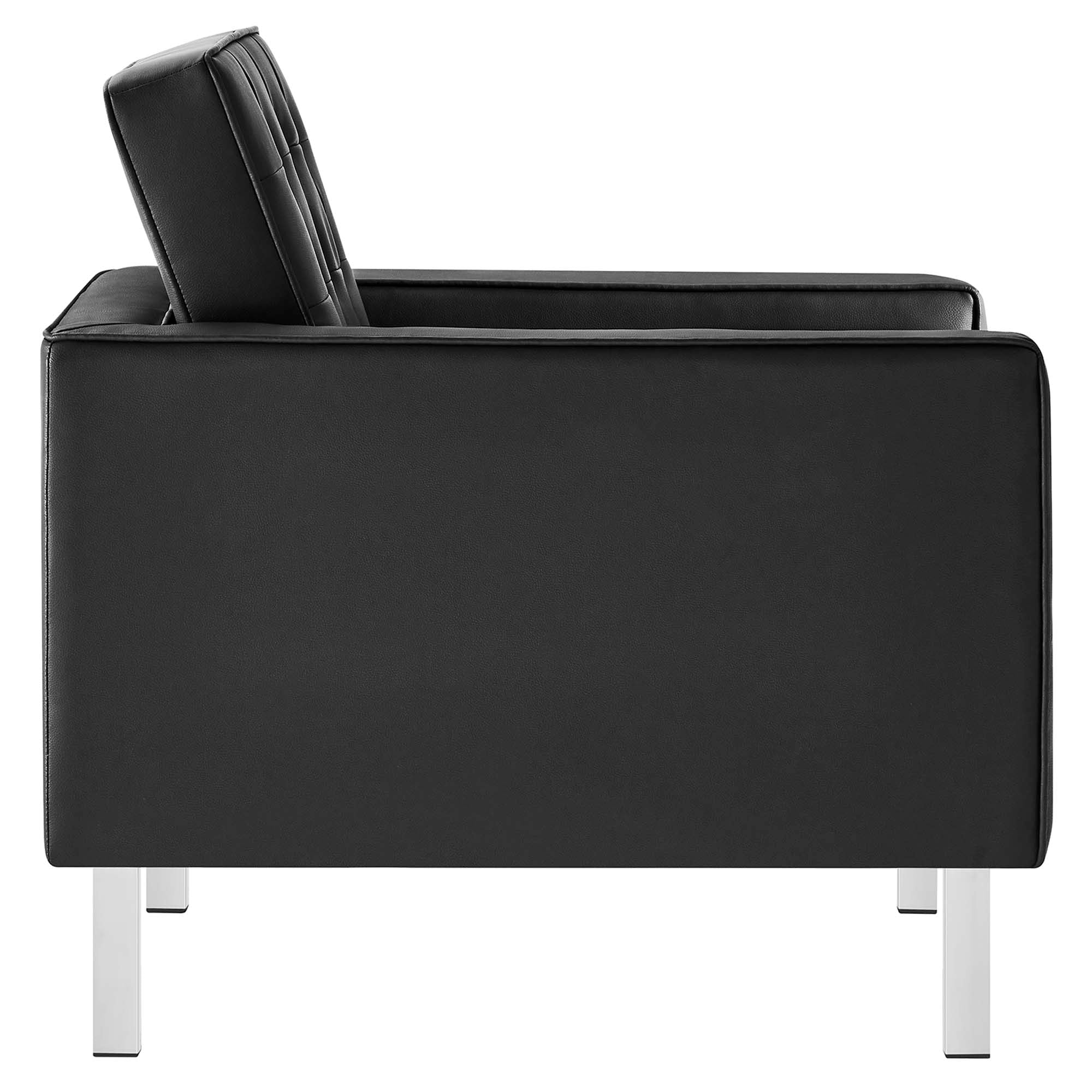 Loft Tufted Vegan Leather Armchair and Ottoman Set - Image 7