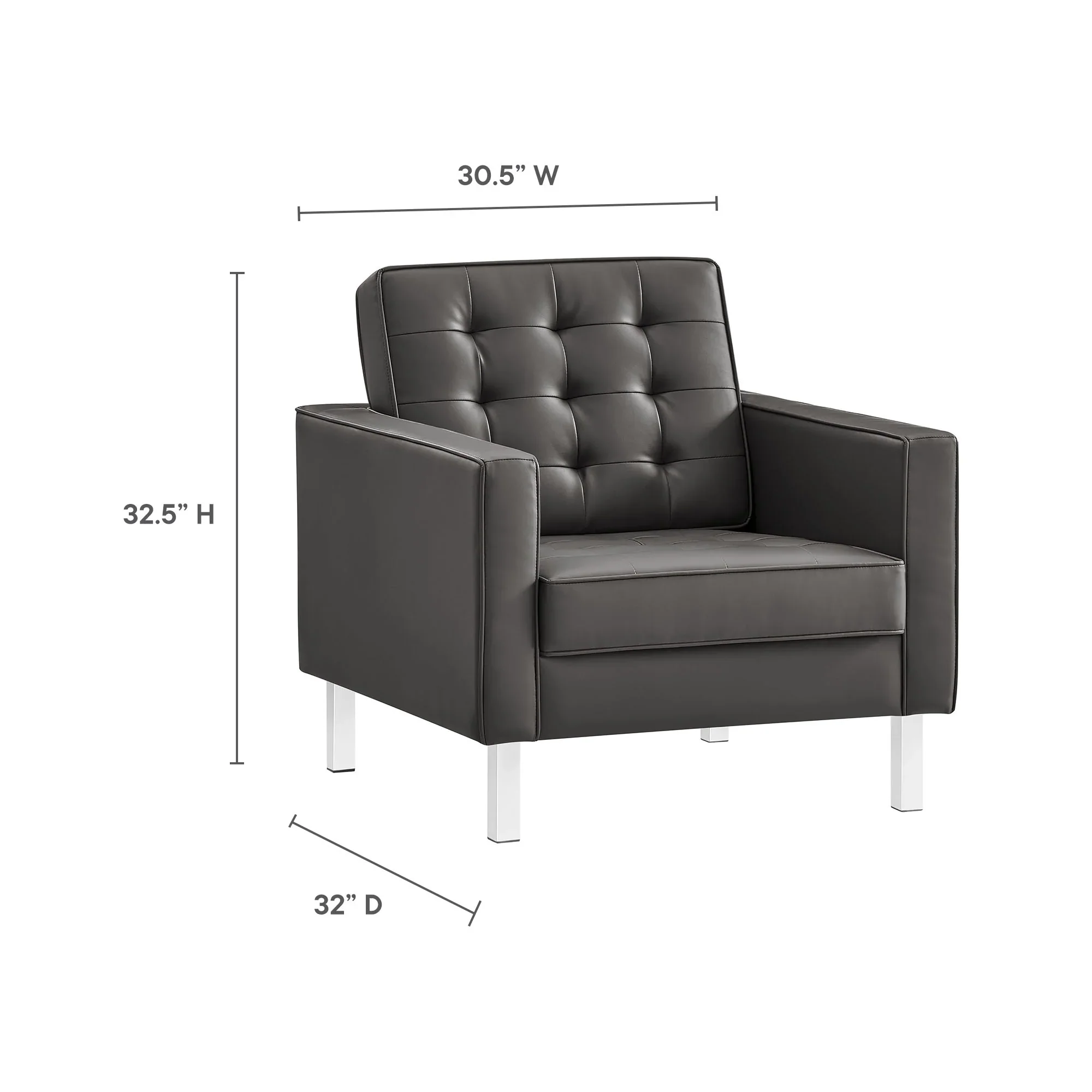 Loft Tufted Vegan Leather Armchairs - Set of 2 - Image 13