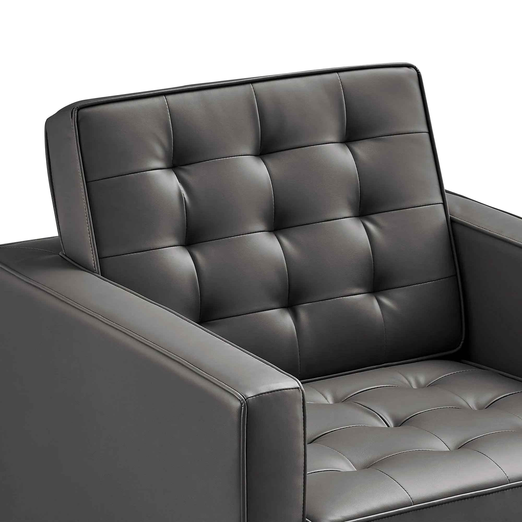 Loft Tufted Vegan Leather Armchairs - Set of 2 - Image 16