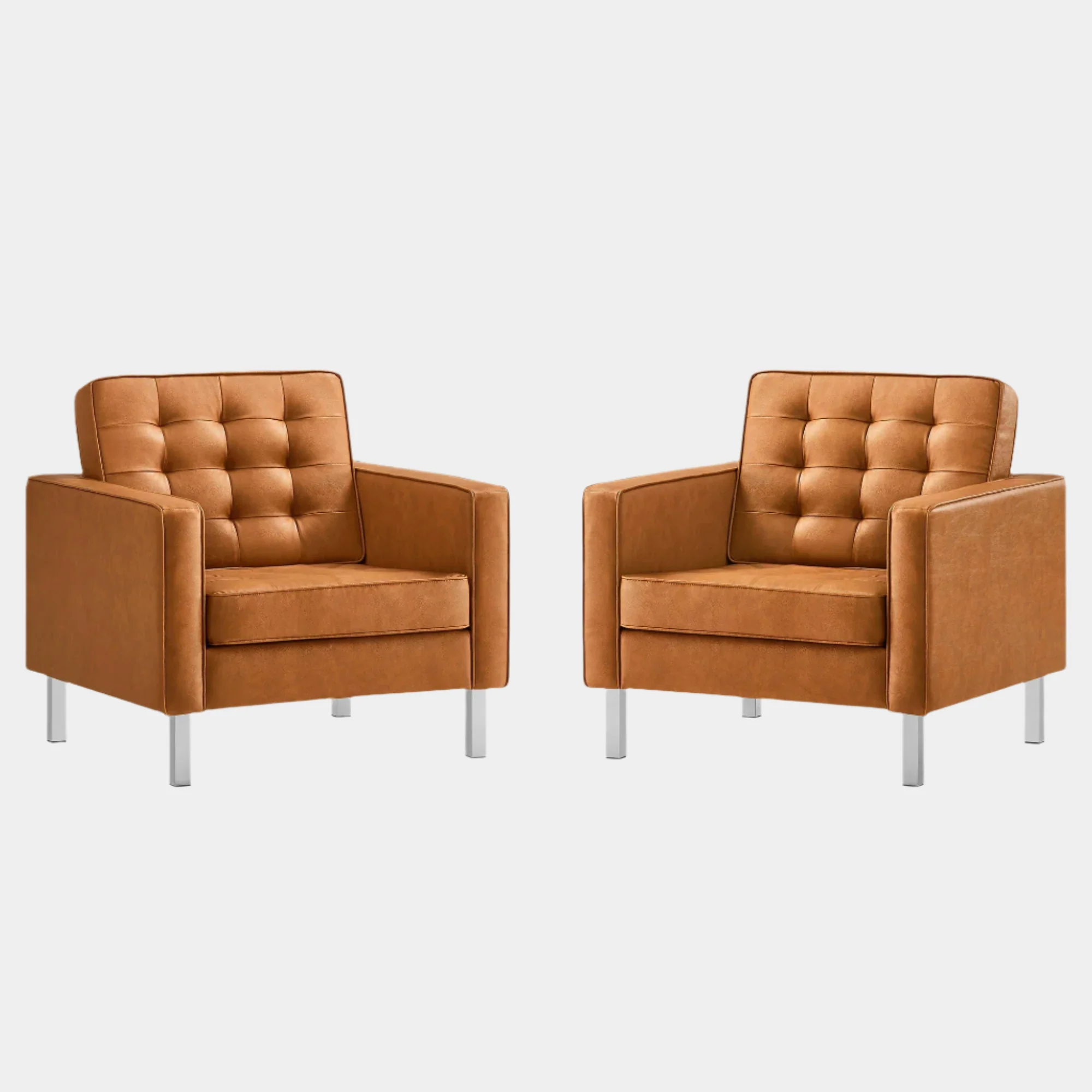 Loft Tufted Vegan Leather Armchairs - Set of 2 - Image 17