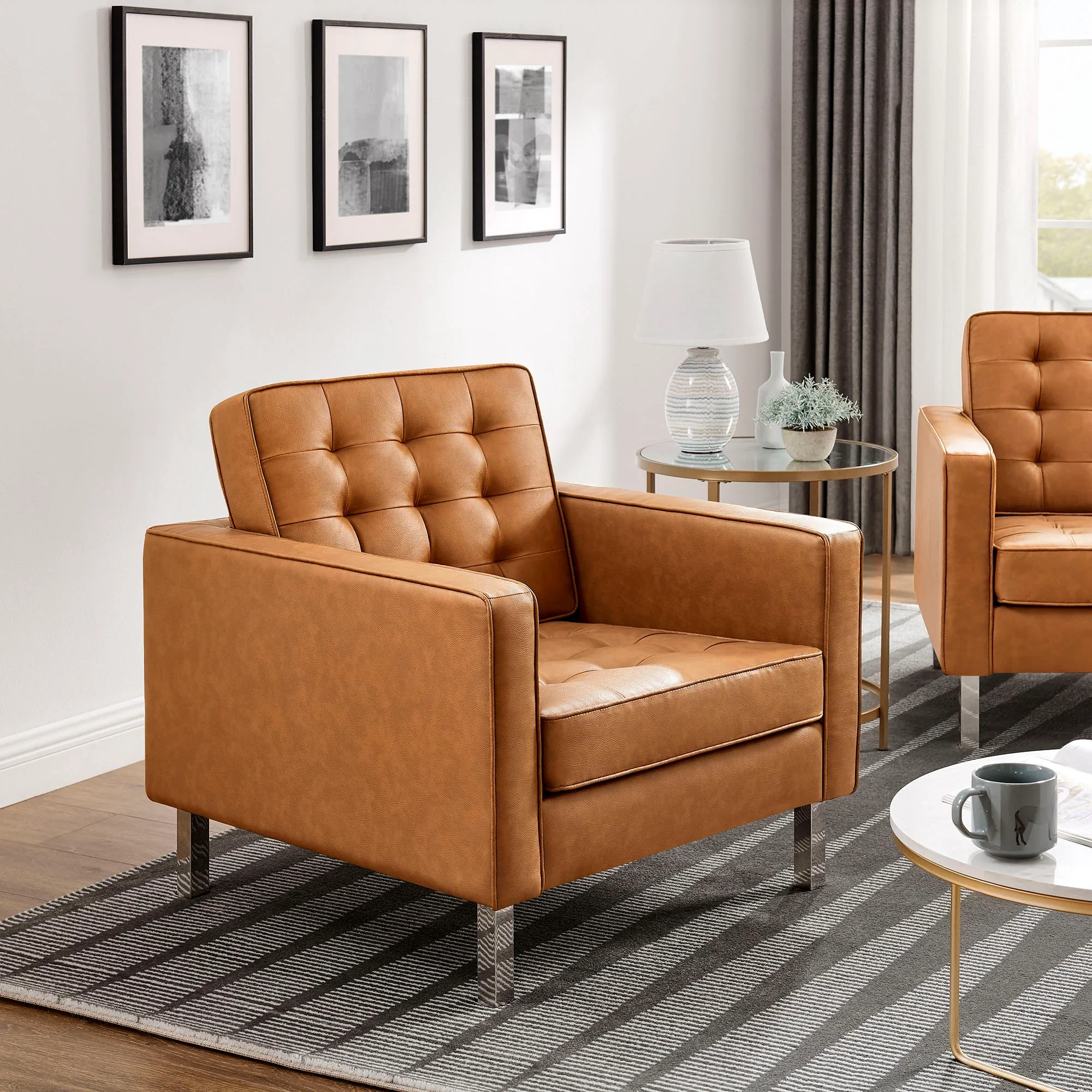 Loft Tufted Vegan Leather Armchairs - Set of 2 - Image 19
