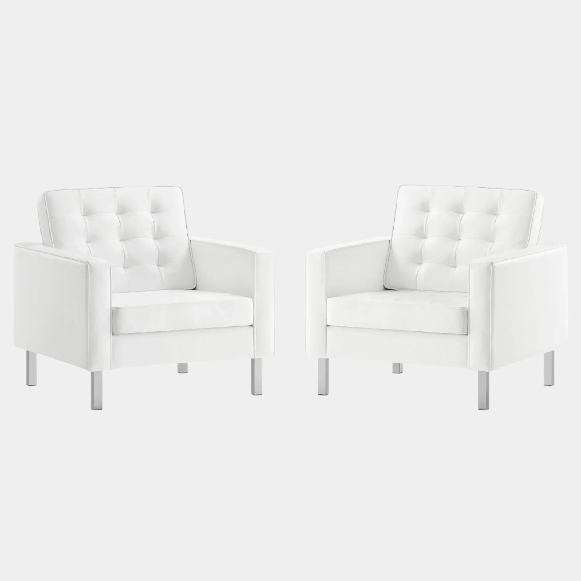 Loft Tufted Vegan Leather Armchairs - Set of 2 - Image 25