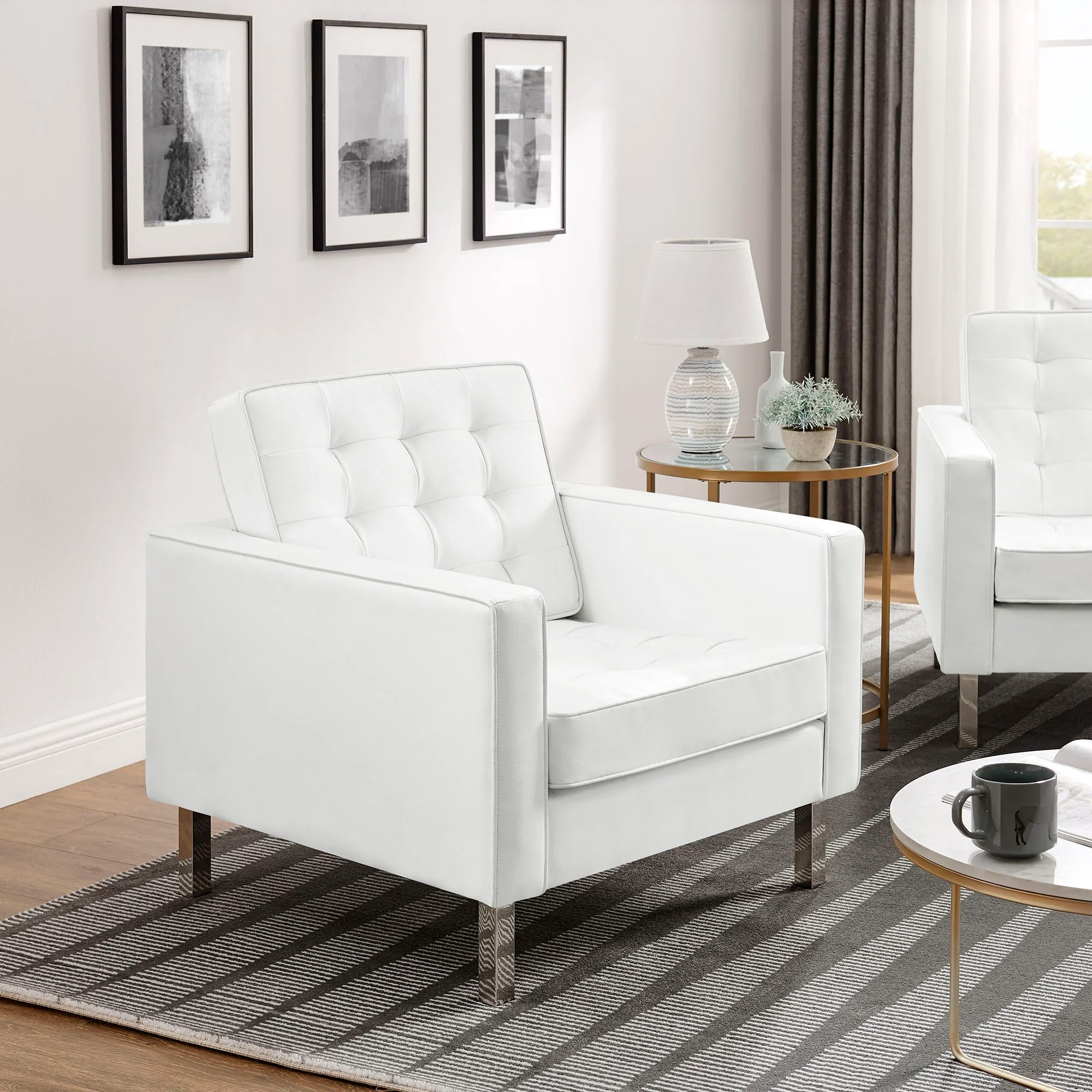 Loft Tufted Vegan Leather Armchairs - Set of 2 - Image 27