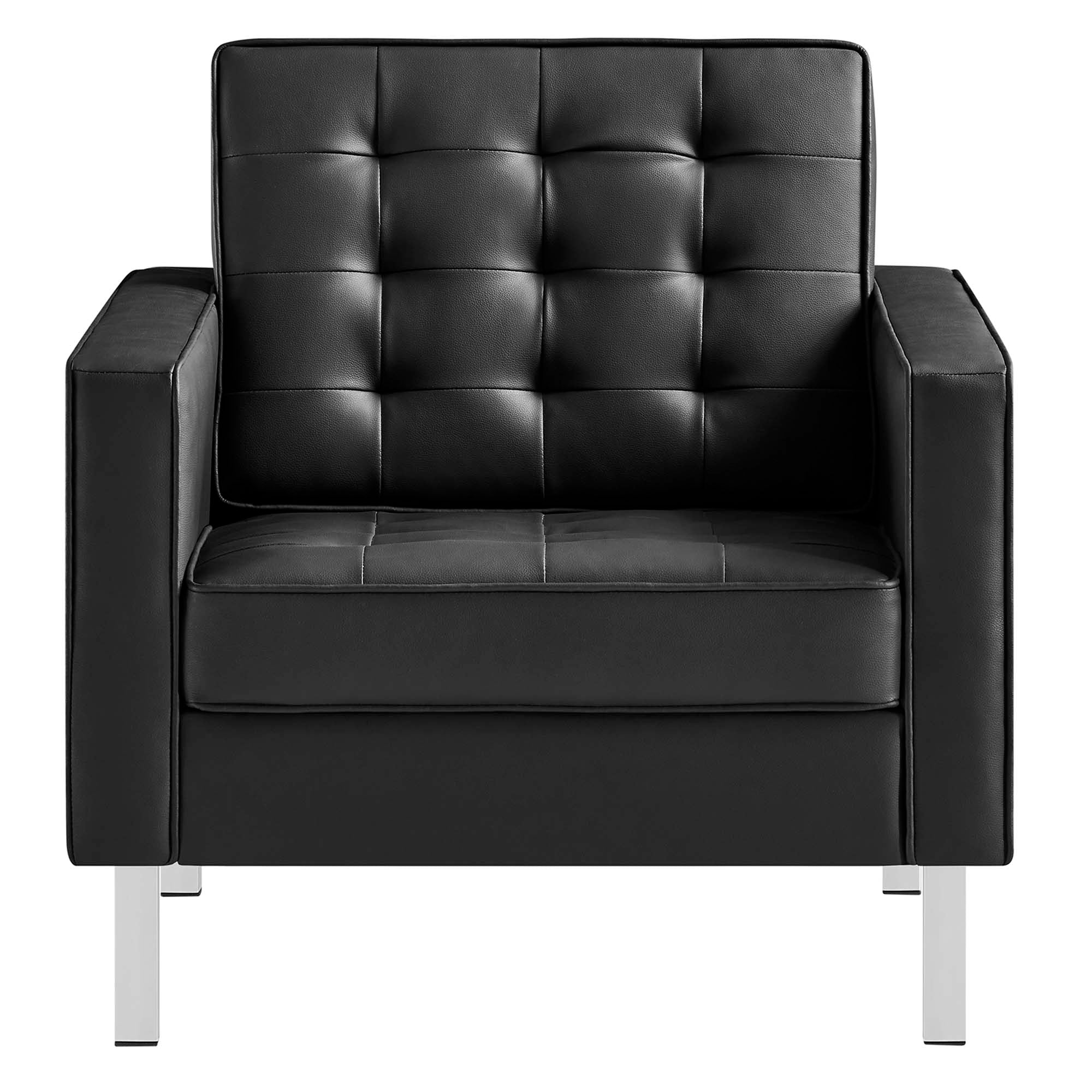 Loft Tufted Vegan Leather Armchairs - Set of 2 - Image 7