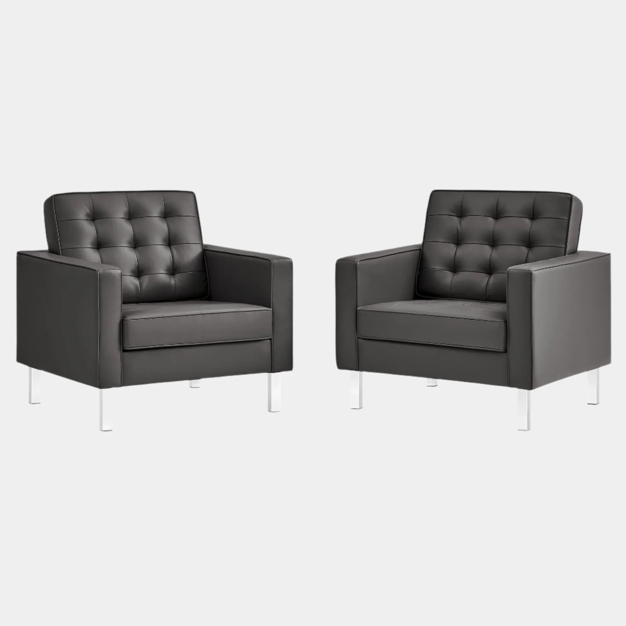 Loft Tufted Vegan Leather Armchairs - Set of 2 - Image 9