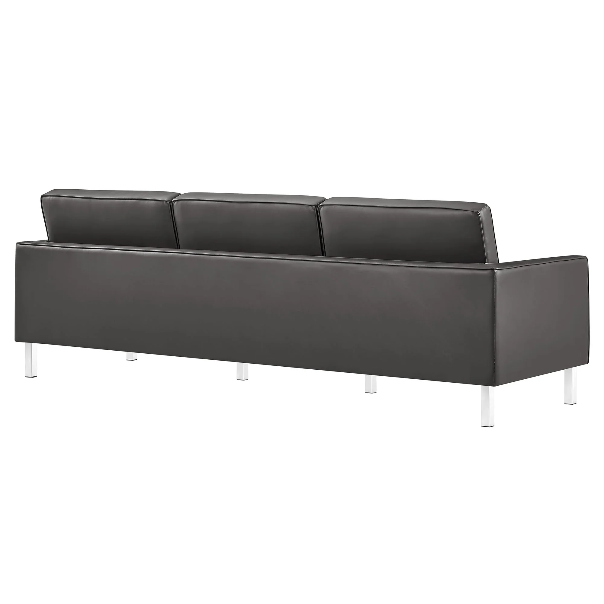 Loft Tufted Vegan Leather Sofa and Ottoman Set in Silver Gray - Image 4