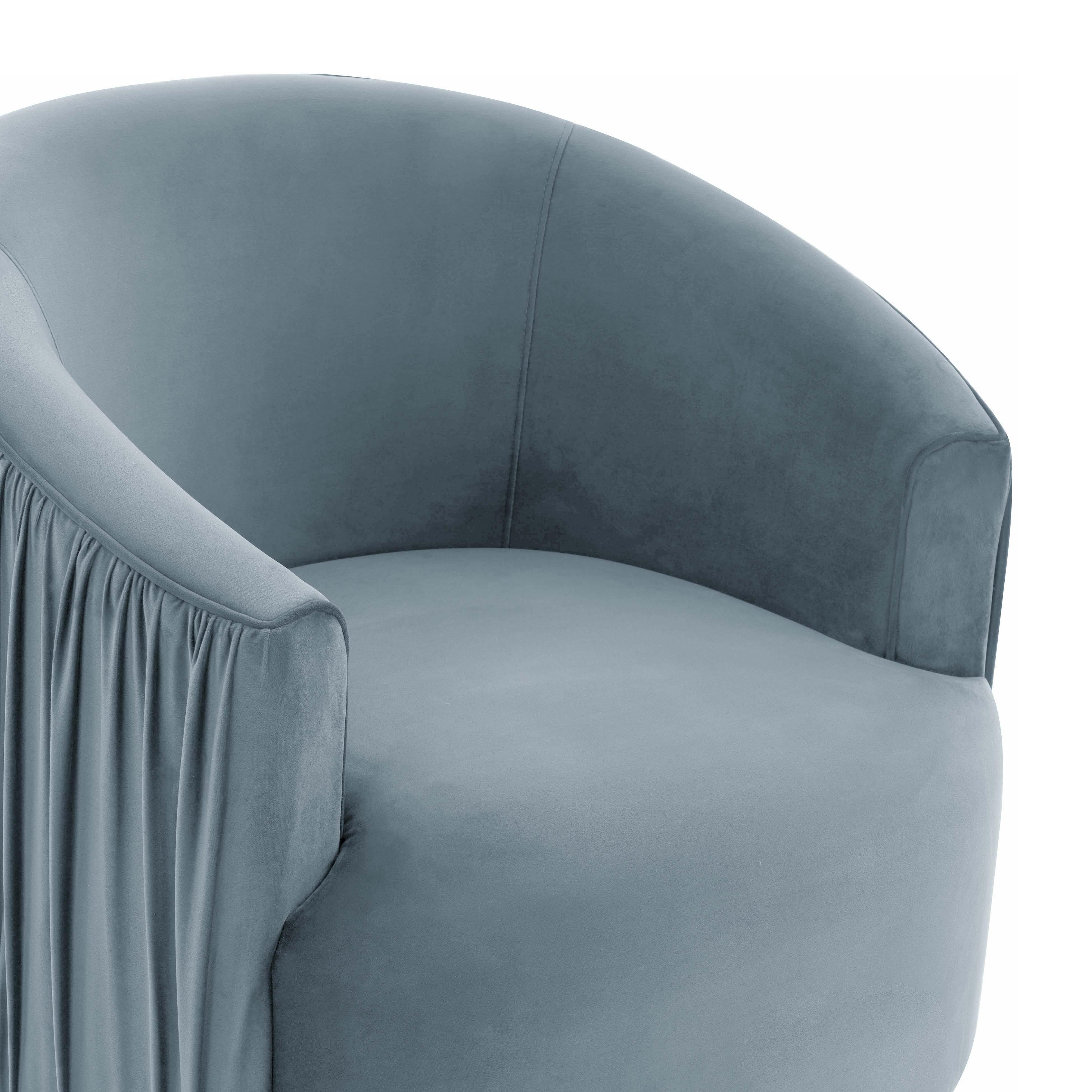 London Pleated Performance Velvet Swivel Accent Chair - Image 19