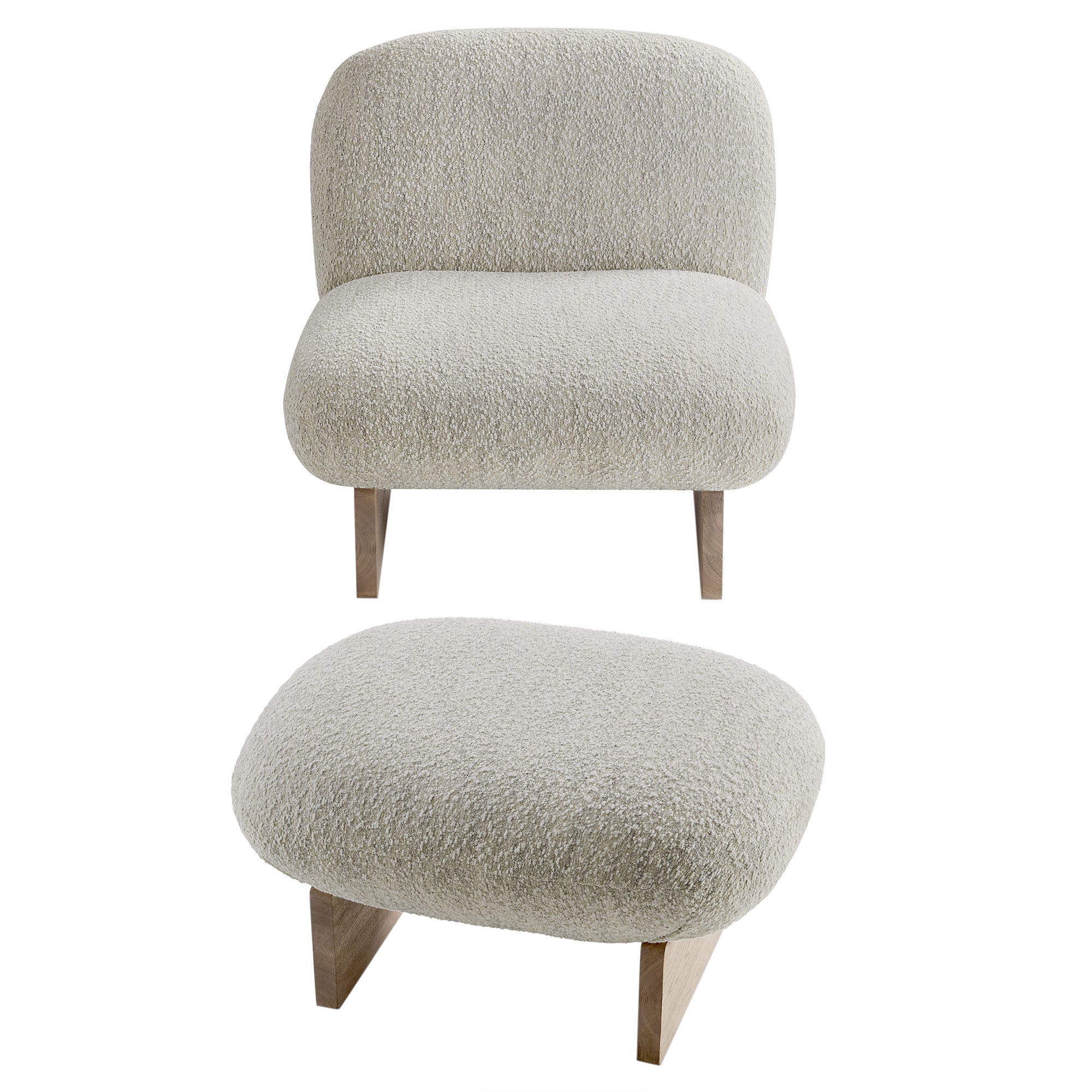 Loyal Boucle Fabric Accent Chair and Ottoman Set - Image 3